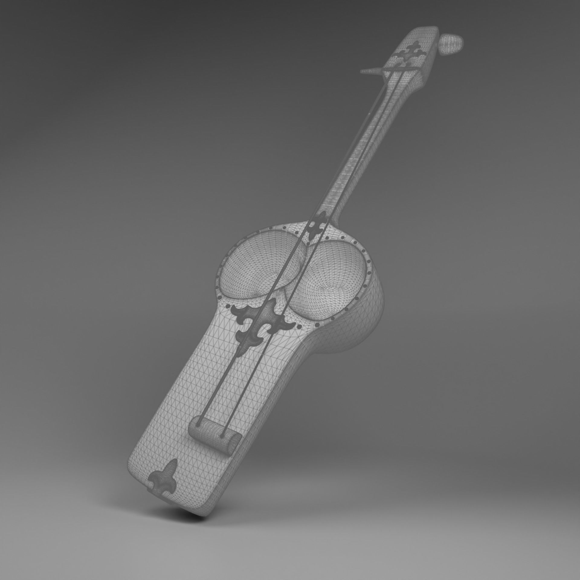 KOBYZ Kazakh Traditional Musical Instrument Low-poly 3D model_3