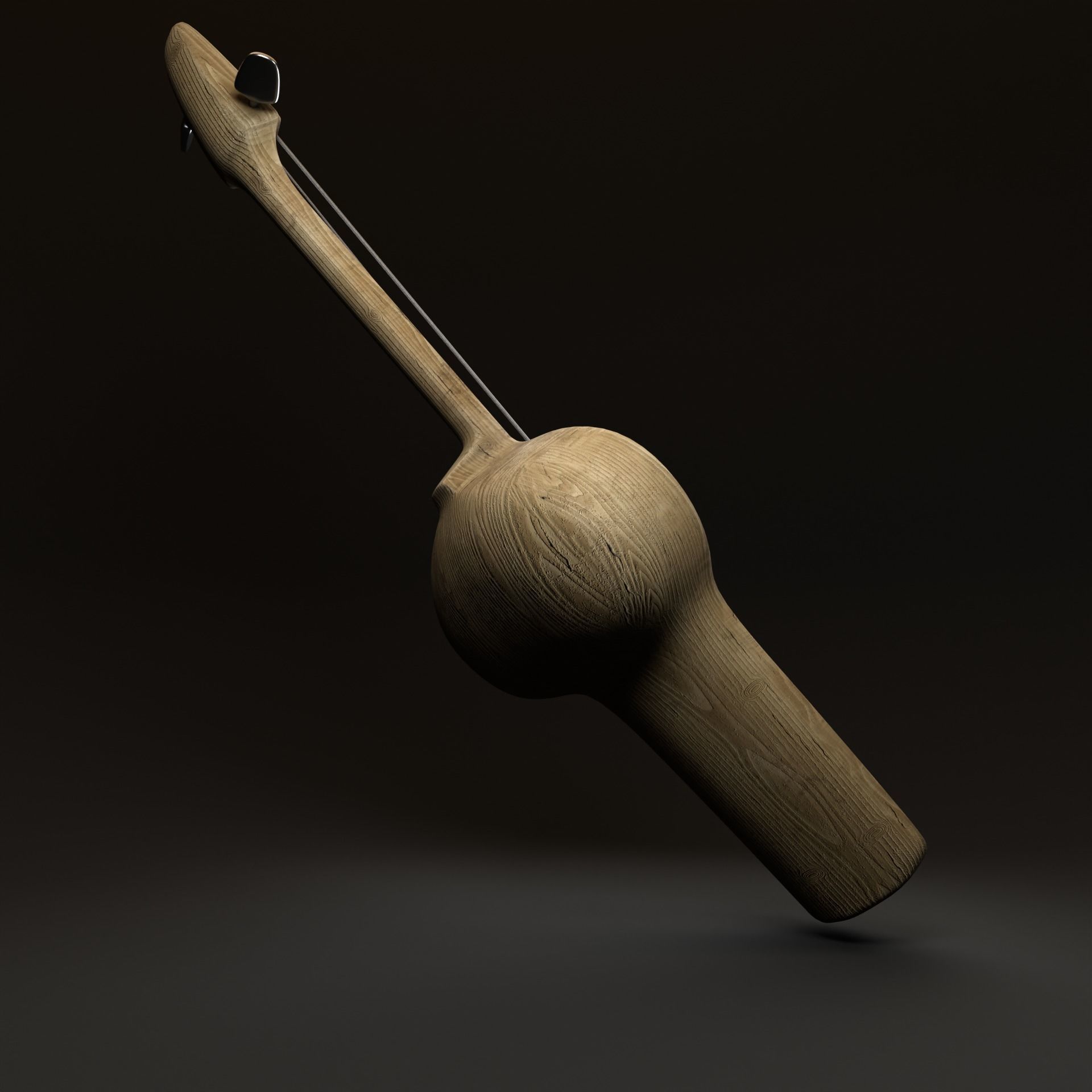 KOBYZ Kazakh Traditional Musical Instrument Low-poly 3D model_2
