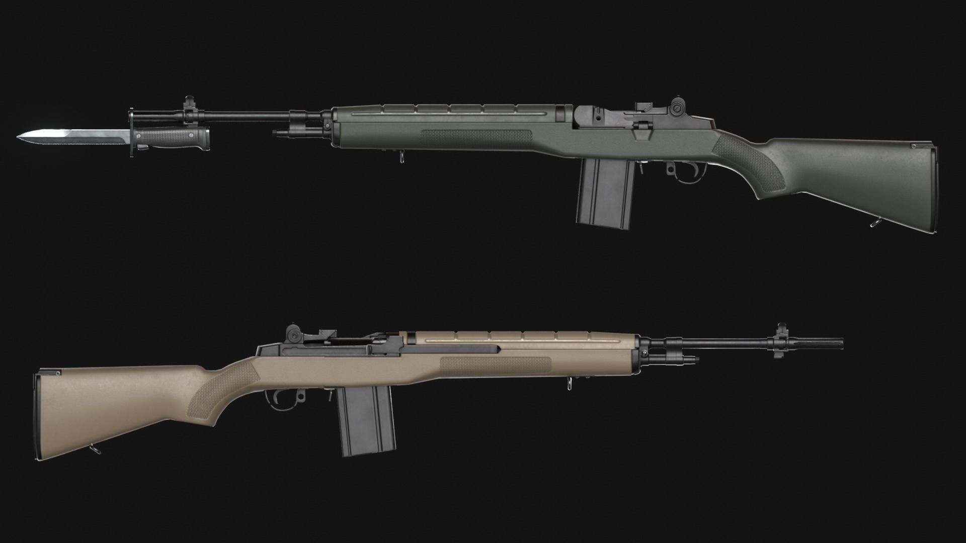 Springfield M1A Super Match - M14 Rifle Pack - Game Asset Low-poly 3D model_3
