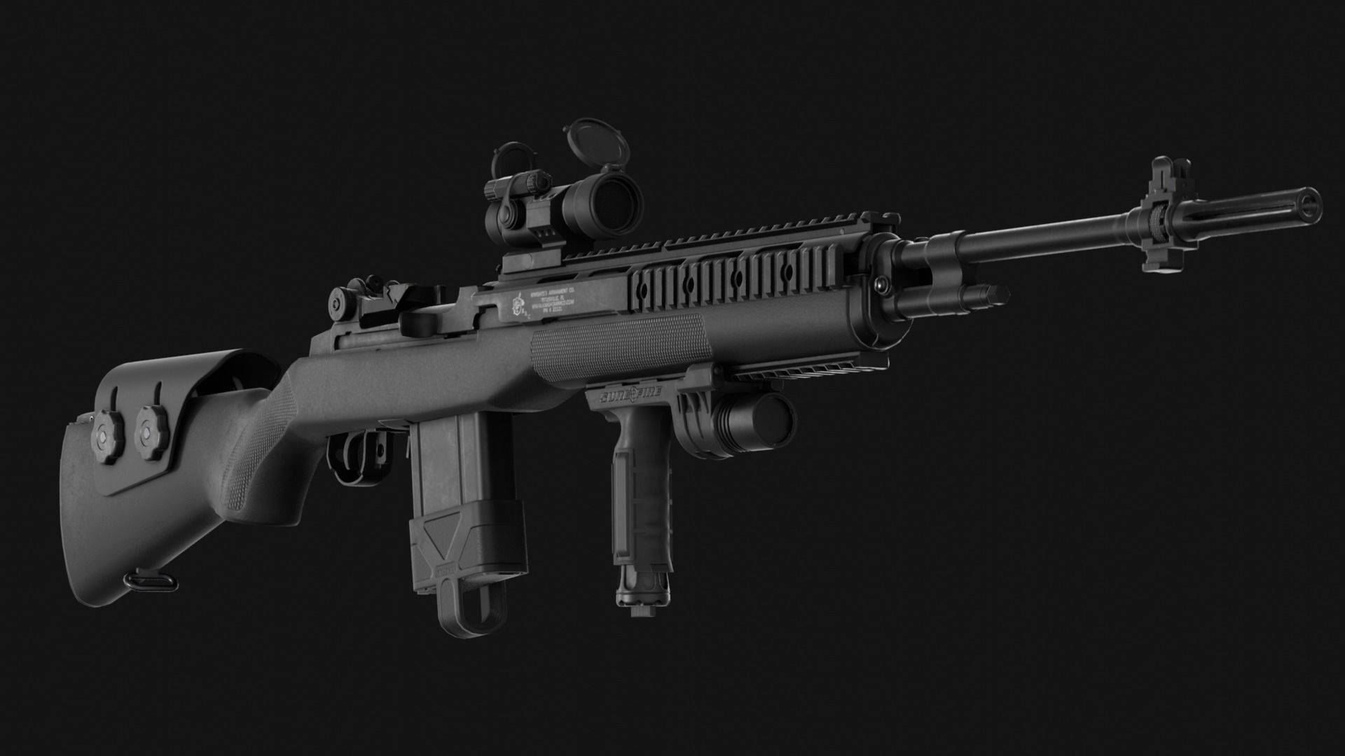 Springfield M1A Super Match - M14 Rifle Pack - Game Asset Low-poly 3D model_6