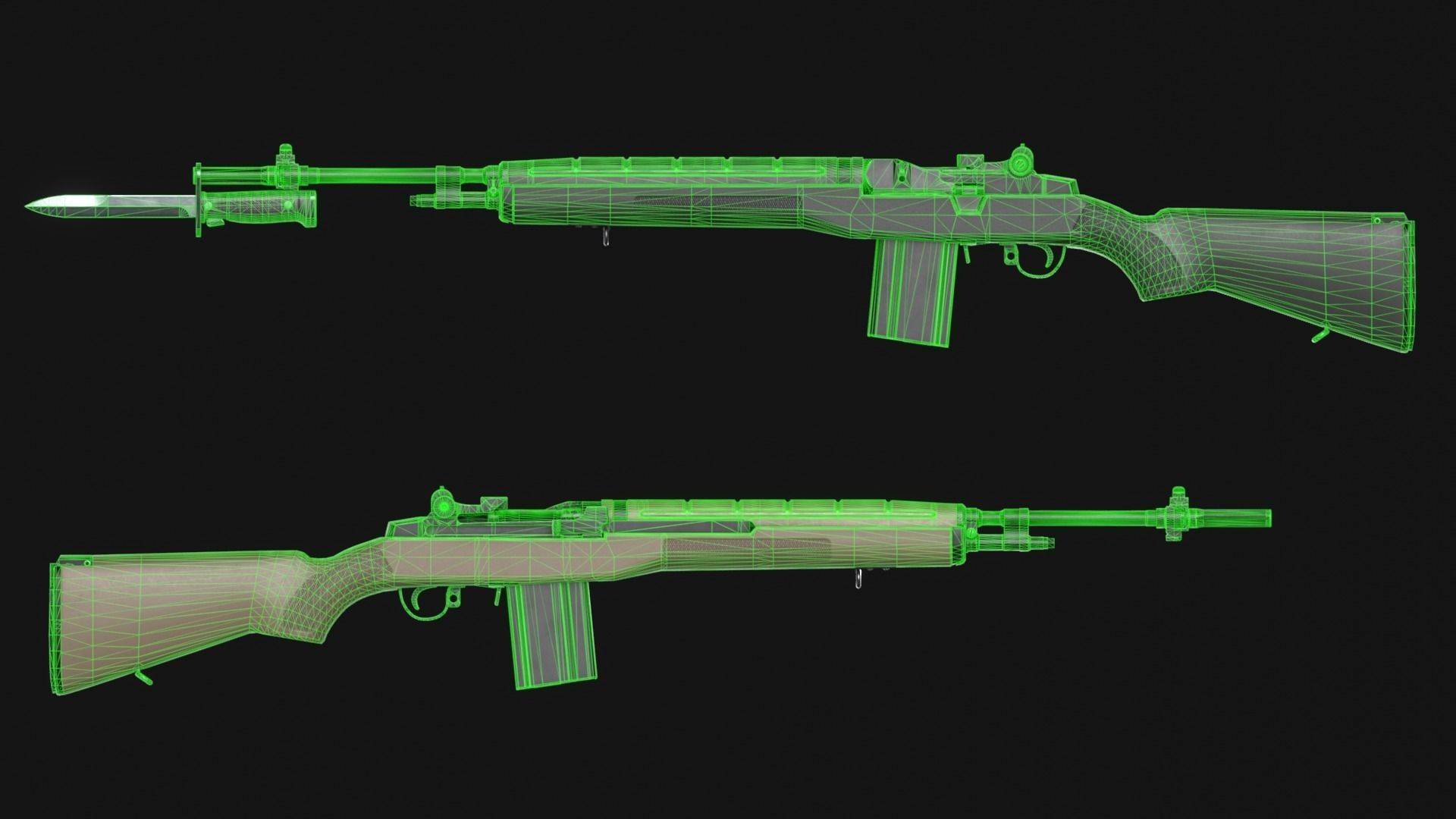 Springfield M1A Super Match - M14 Rifle Pack - Game Asset Low-poly 3D model_5