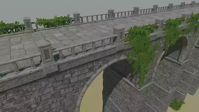 Ancient Stone Bridge - Modular Game Props