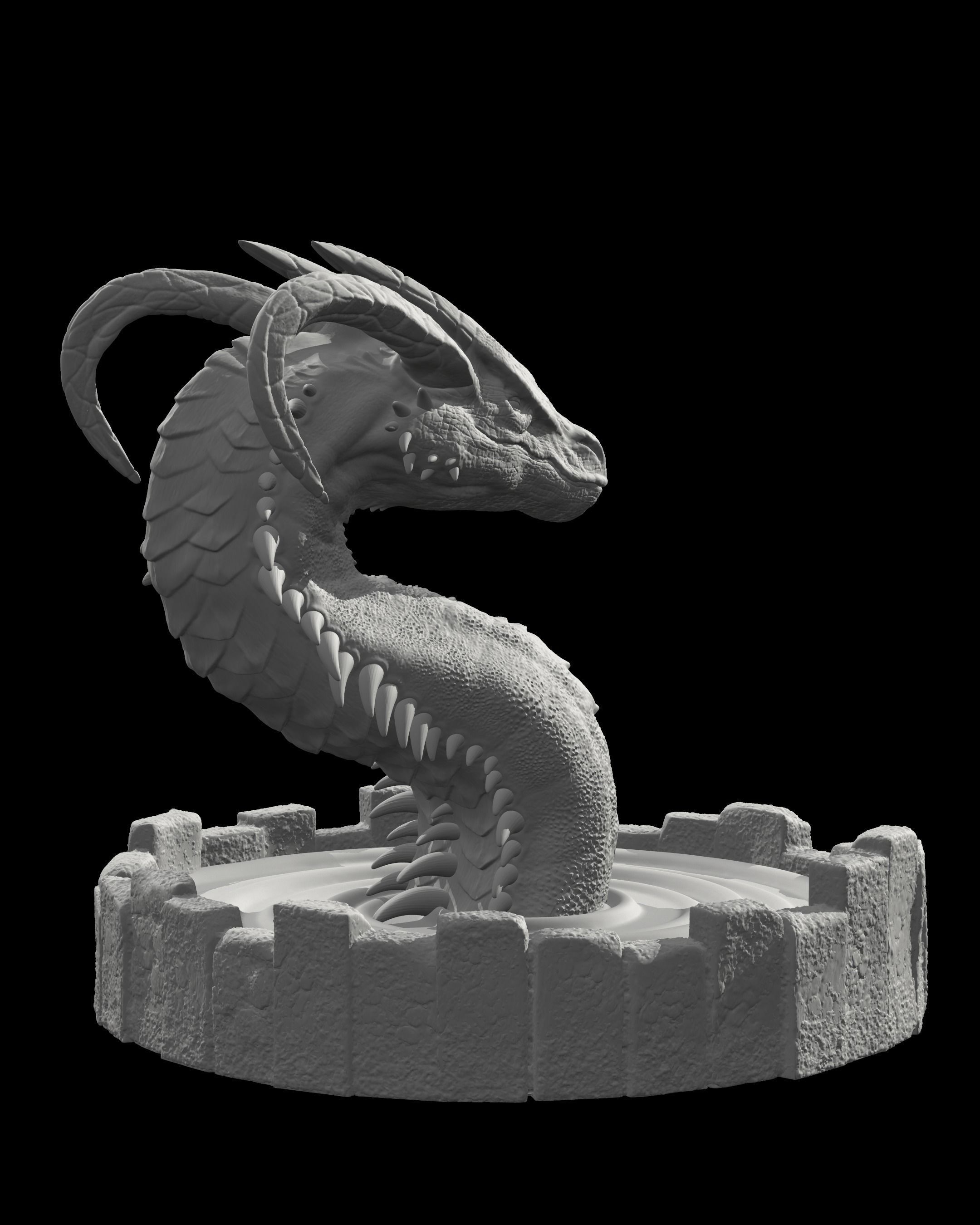 DRAGON IN A WELL- MYTHOLOGICAL DECORATION 3D print model_5