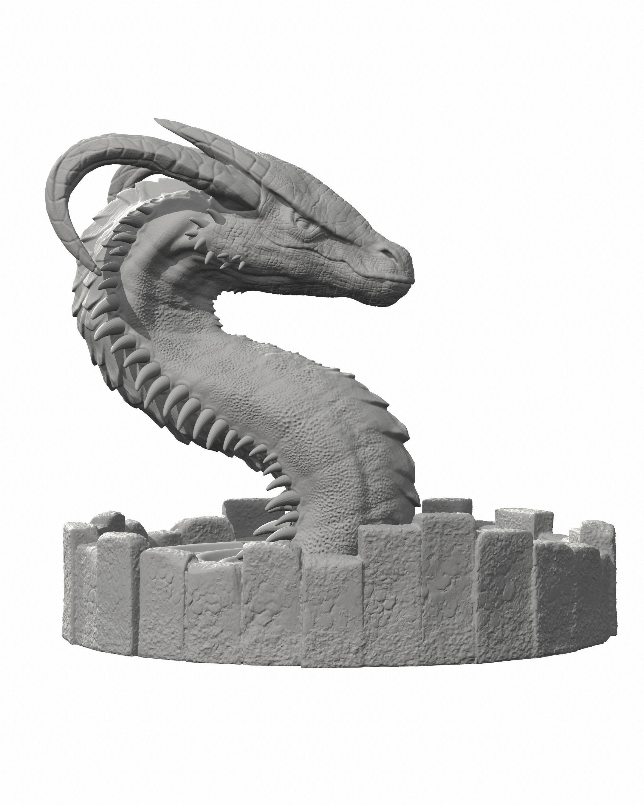 DRAGON IN A WELL- MYTHOLOGICAL DECORATION 3D print model_14