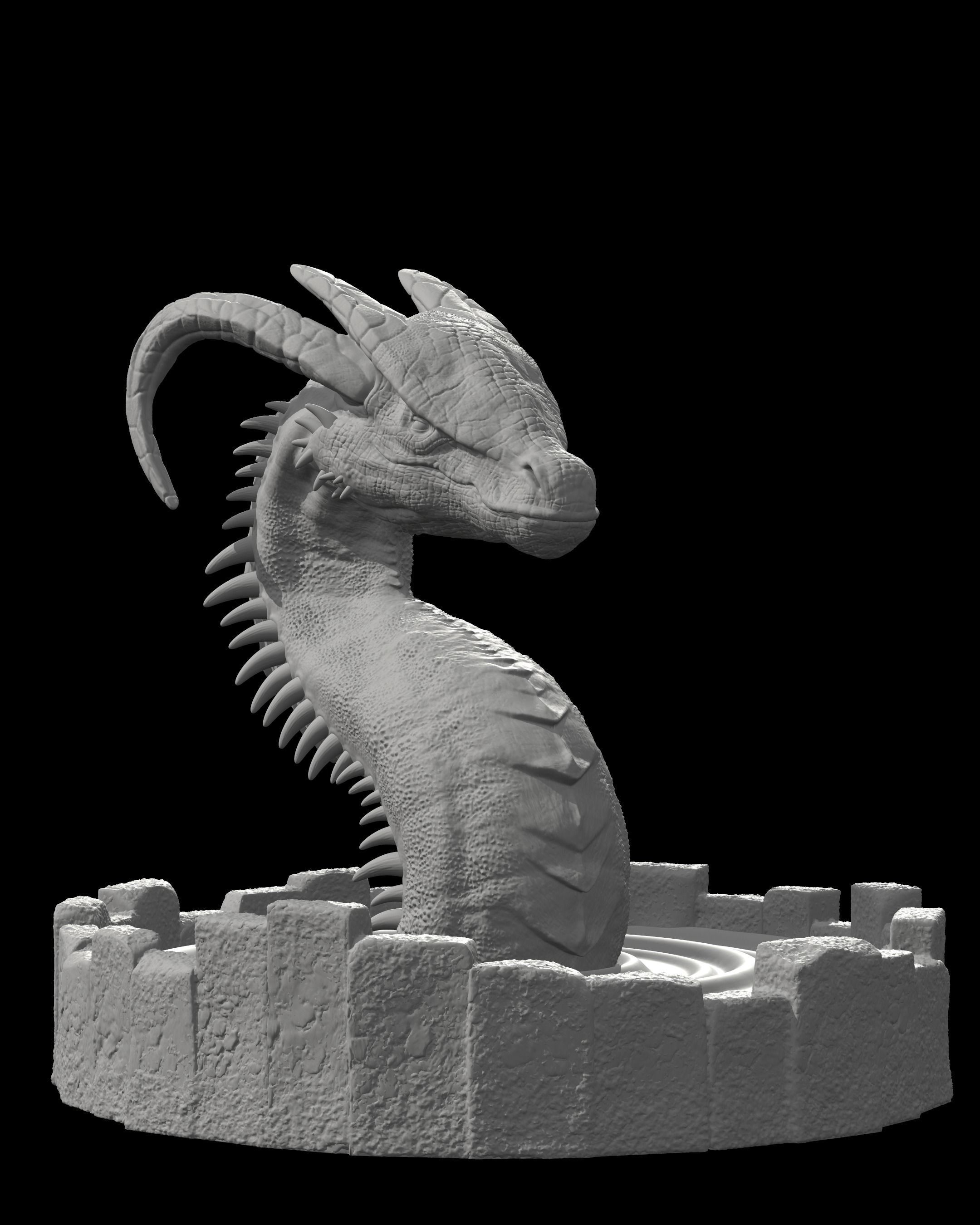 DRAGON IN A WELL- MYTHOLOGICAL DECORATION 3D print model_9
