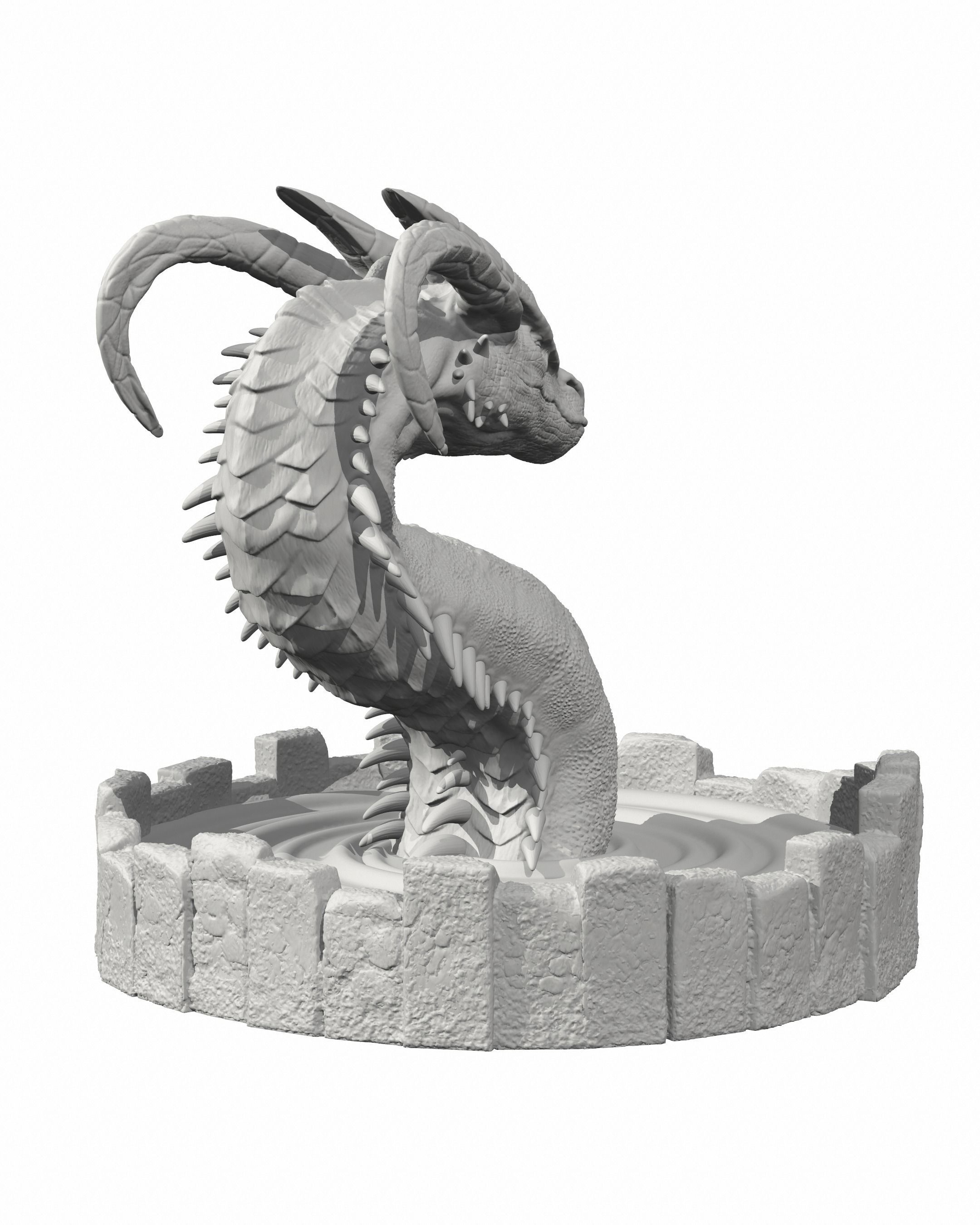 DRAGON IN A WELL- MYTHOLOGICAL DECORATION 3D print model_16