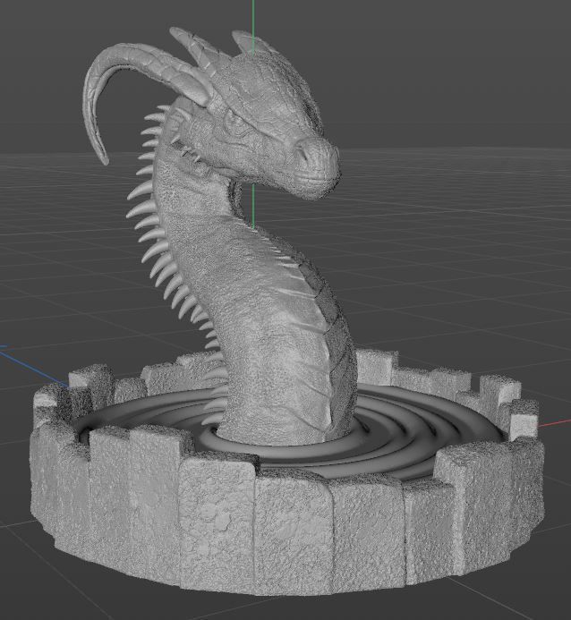 DRAGON IN A WELL- MYTHOLOGICAL DECORATION 3D print model_22