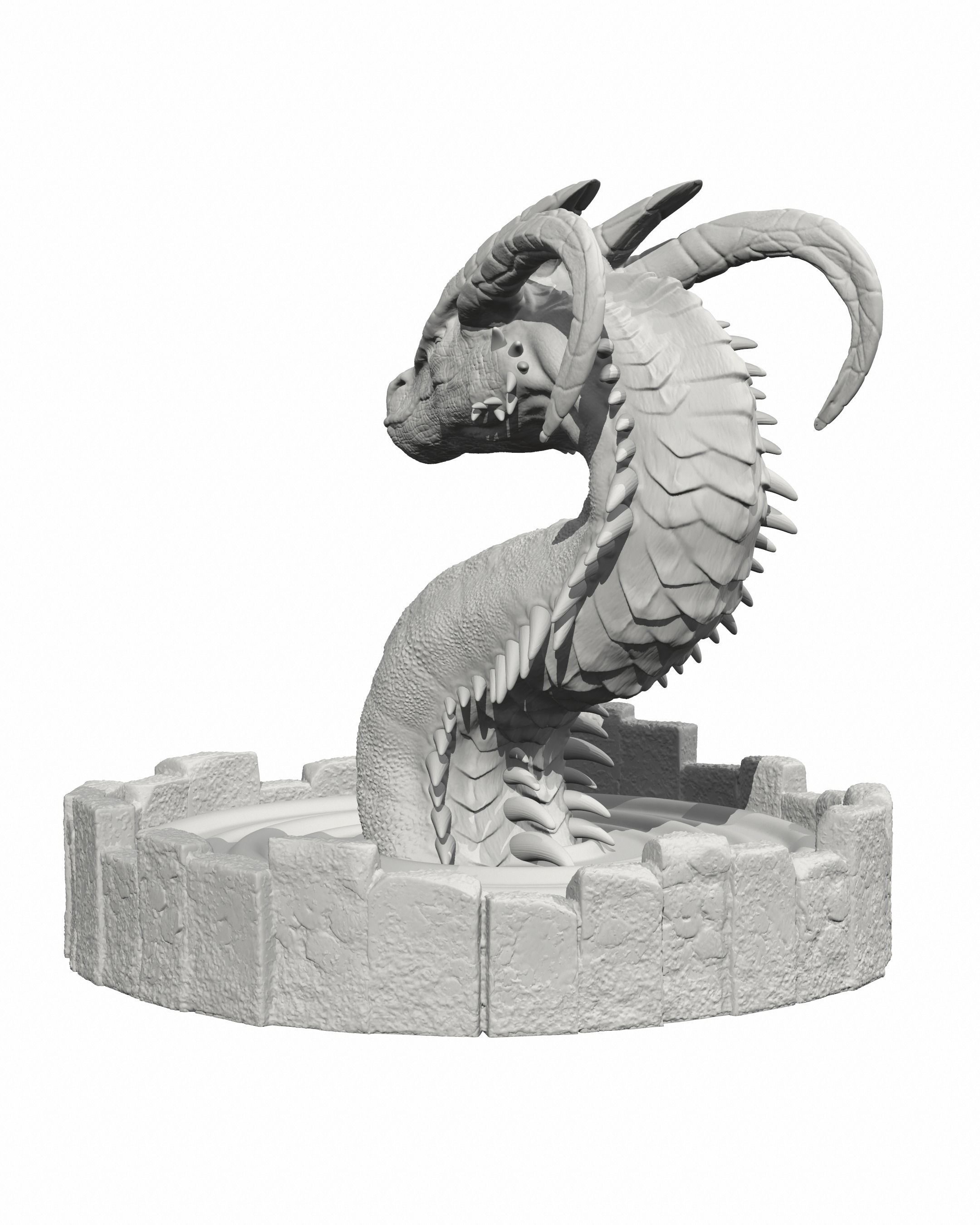 DRAGON IN A WELL- MYTHOLOGICAL DECORATION 3D print model_17