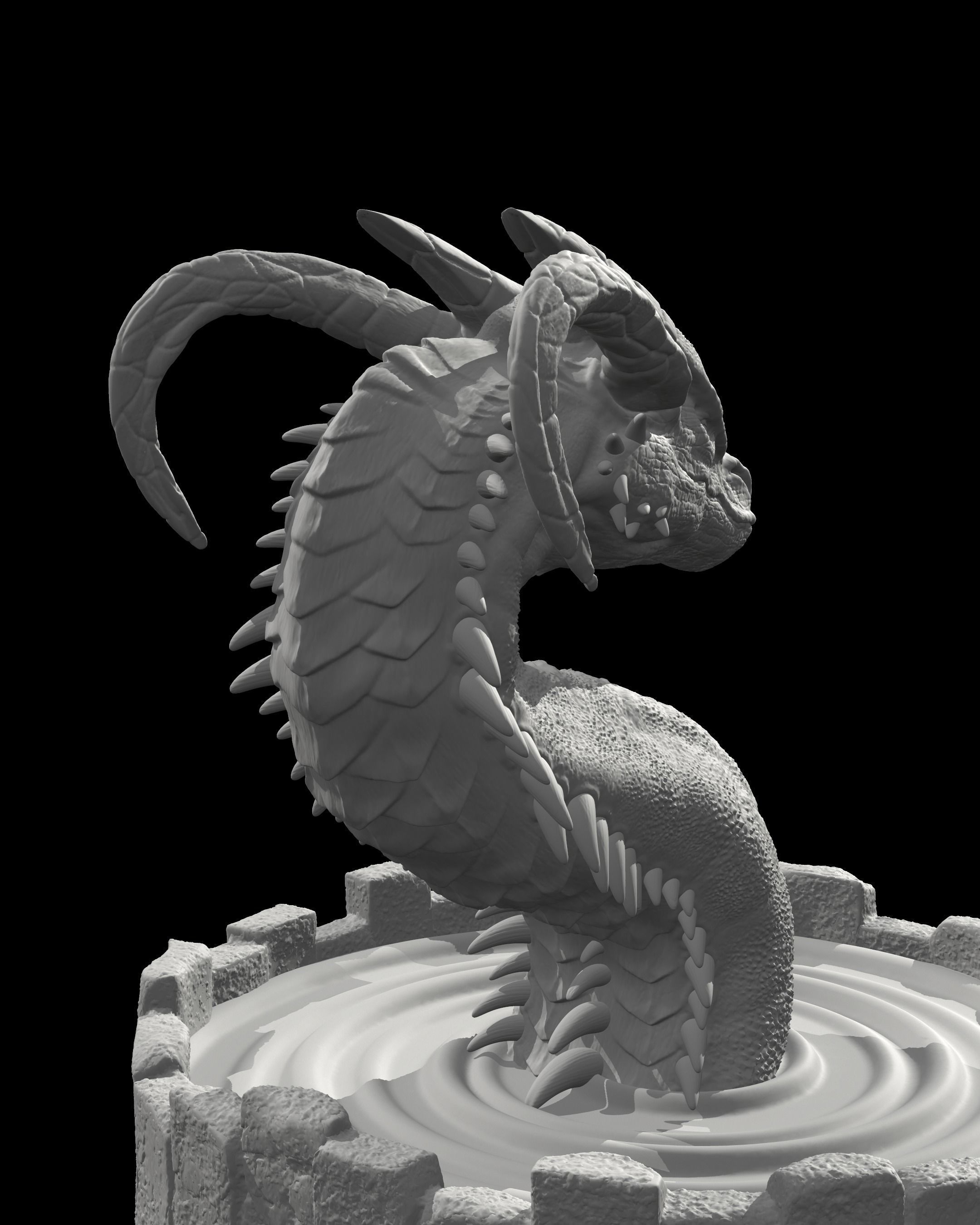 DRAGON IN A WELL- MYTHOLOGICAL DECORATION 3D print model_6