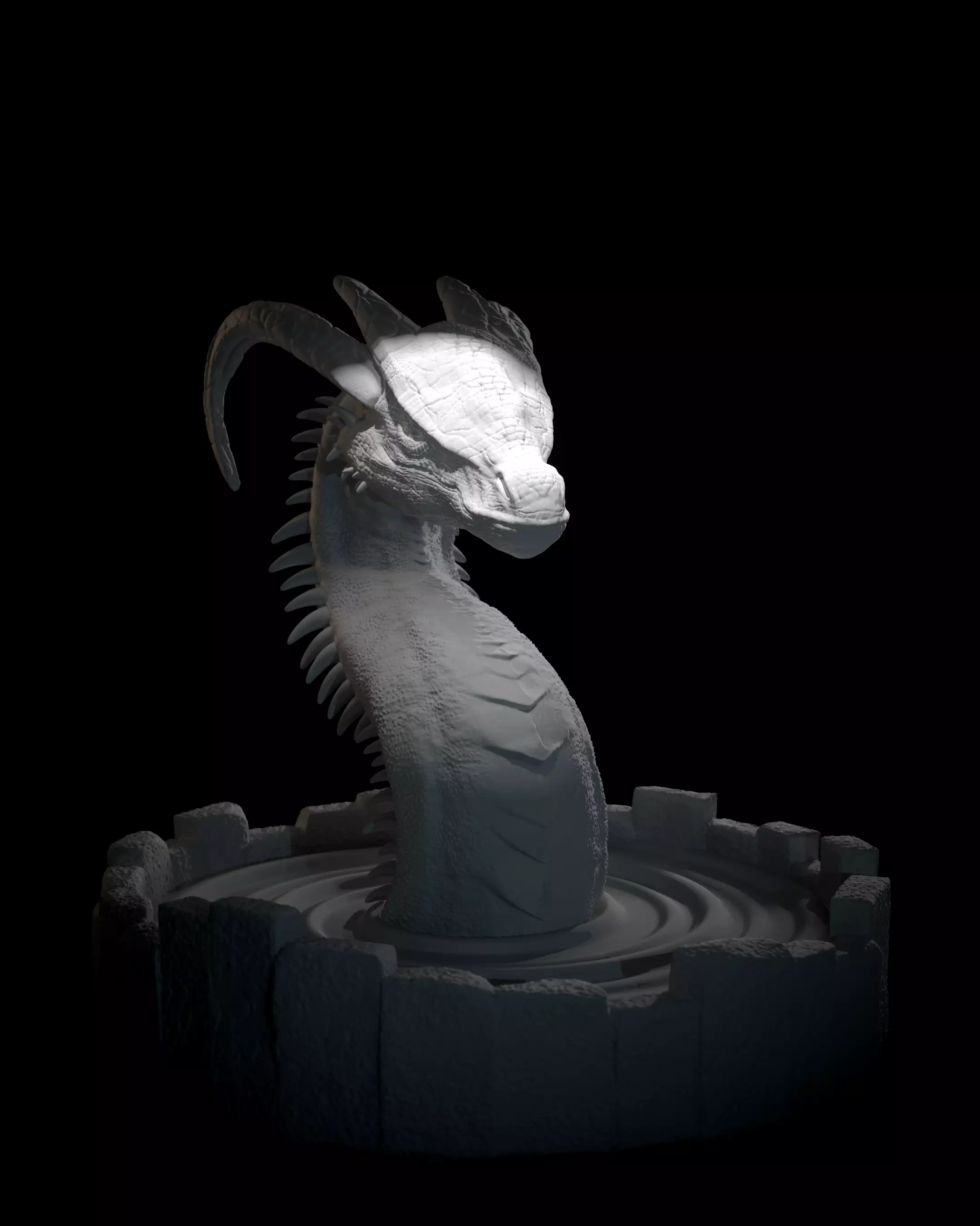 DRAGON IN A WELL- MYTHOLOGICAL DECORATION 3D print model_0