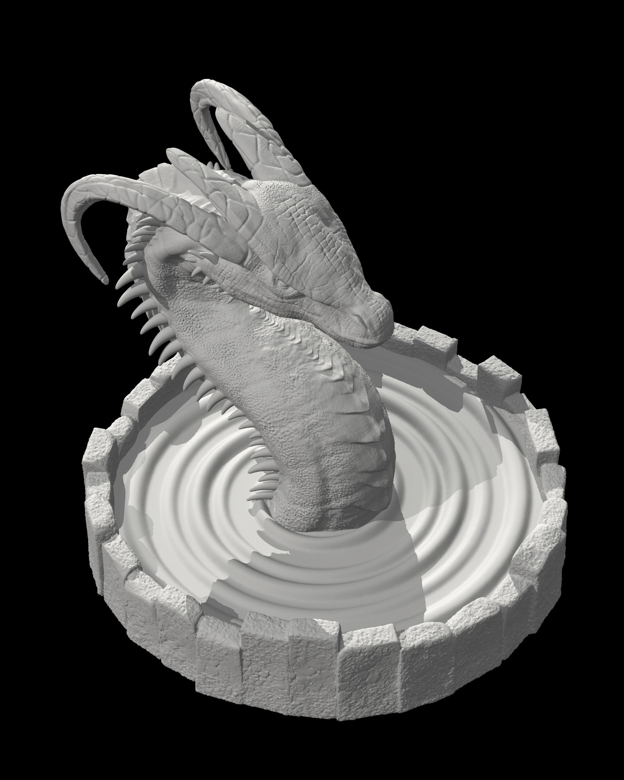 DRAGON IN A WELL- MYTHOLOGICAL DECORATION 3D print model_11