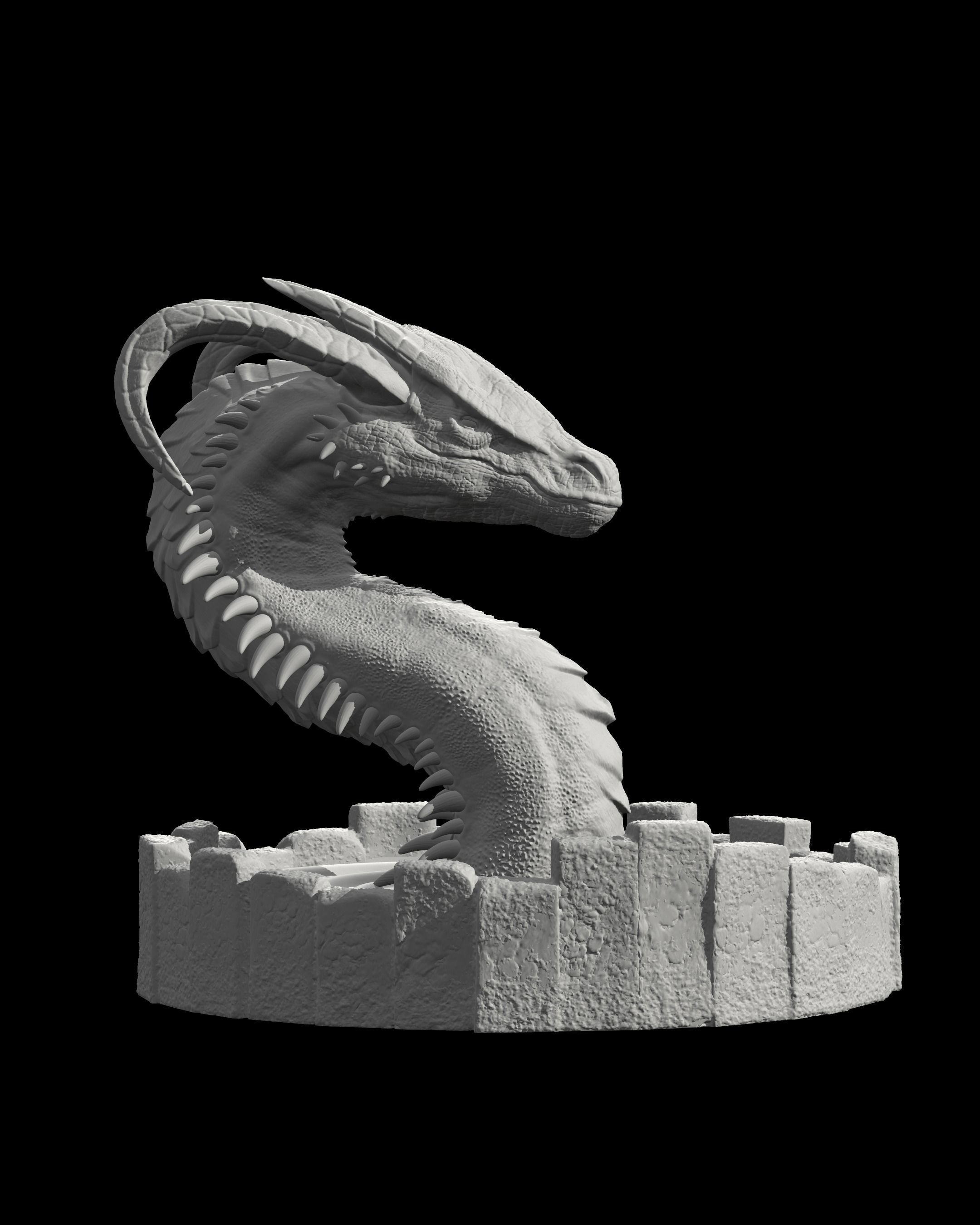 DRAGON IN A WELL- MYTHOLOGICAL DECORATION 3D print model_4