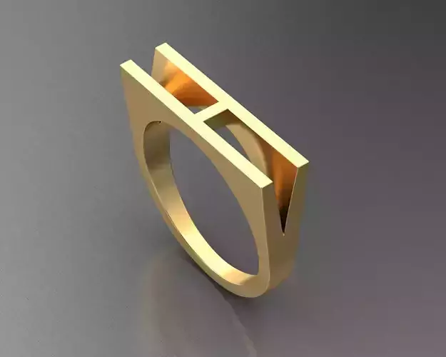 Alfabe yuzuk H harfi 3D print model