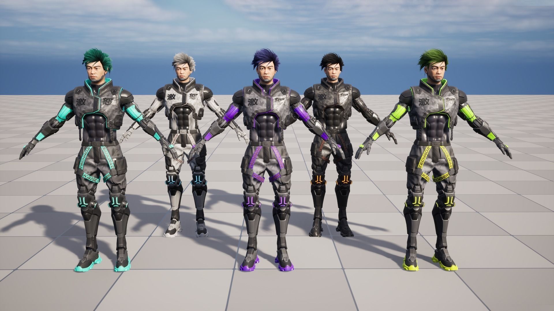 Game Ready Ninja Cyborg - Mannequin Rig UE5 Low-poly 3D model_6