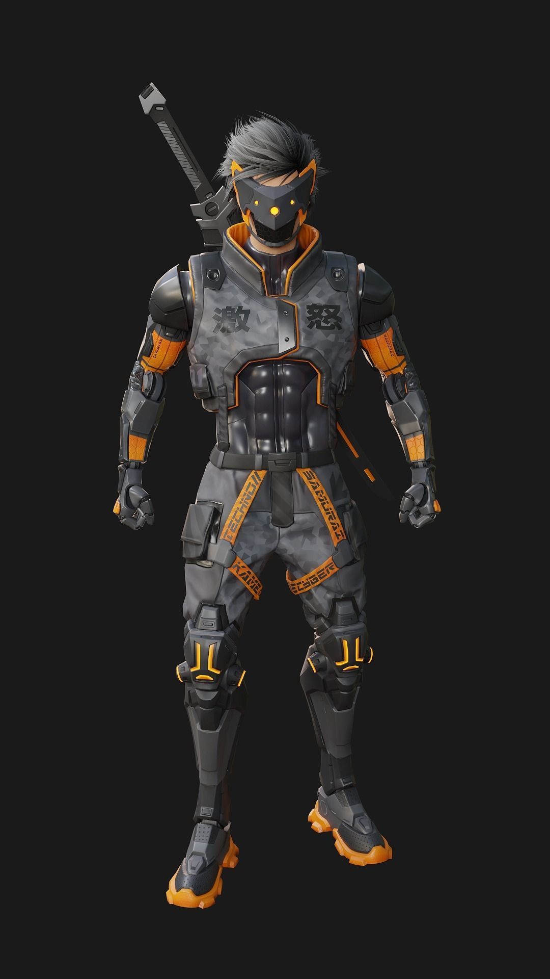 Game Ready Ninja Cyborg - Mannequin Rig UE5 Low-poly 3D model_2