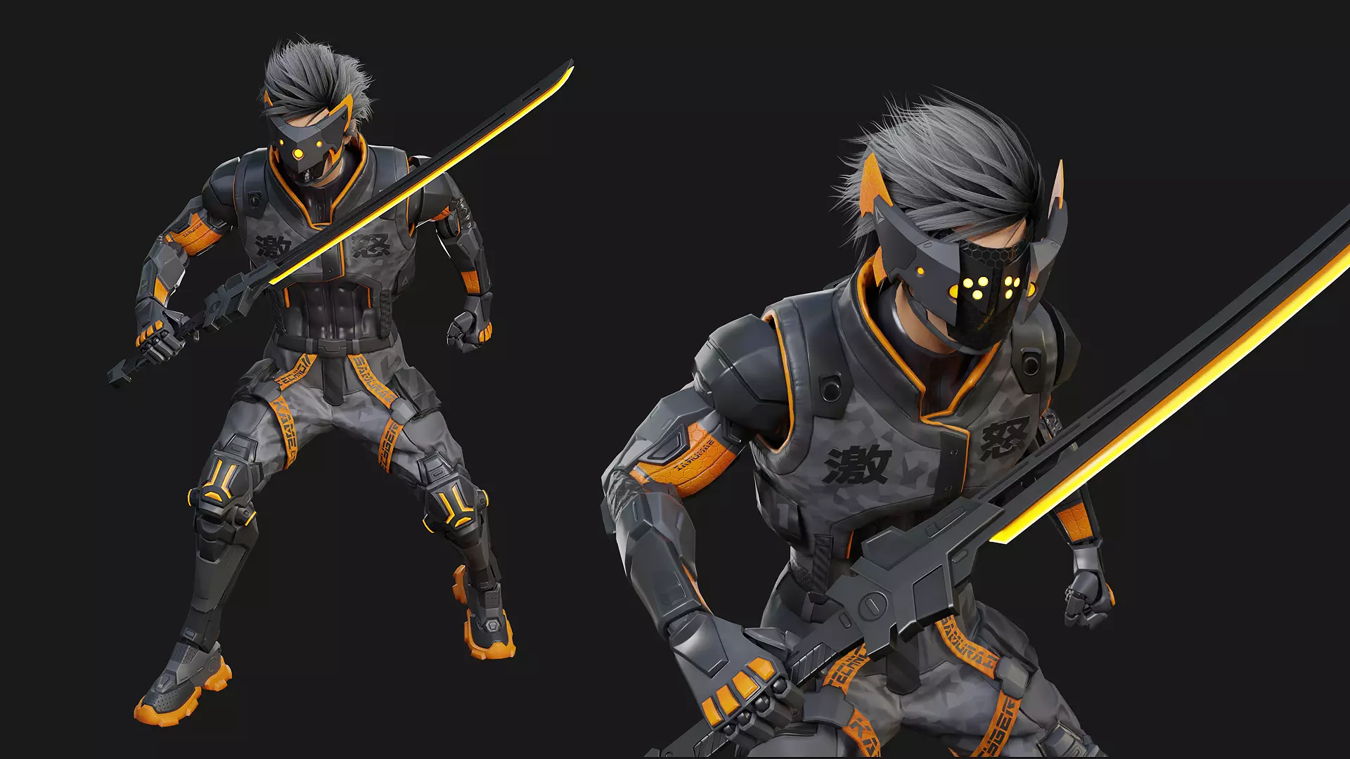Game Ready Ninja Cyborg - Mannequin Rig UE5 Low-poly 3D model_0