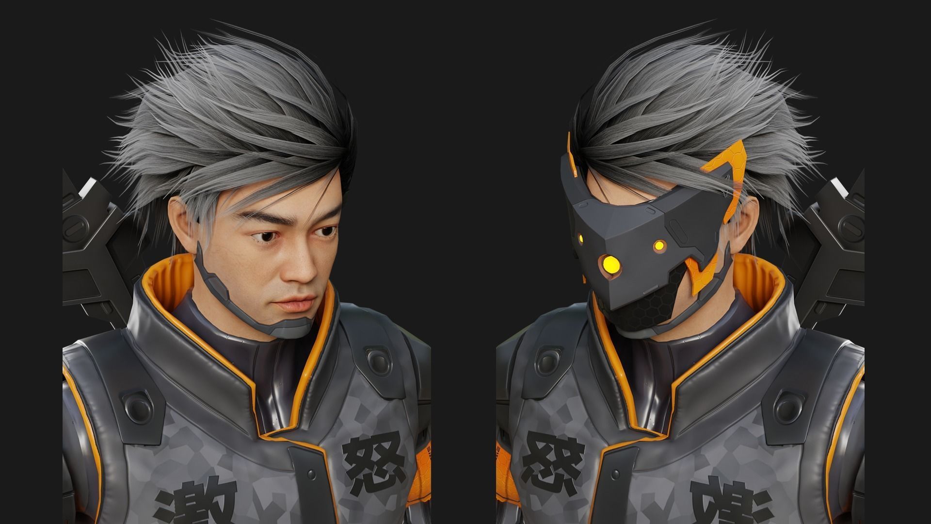 Game Ready Ninja Cyborg - Mannequin Rig UE5 Low-poly 3D model_3