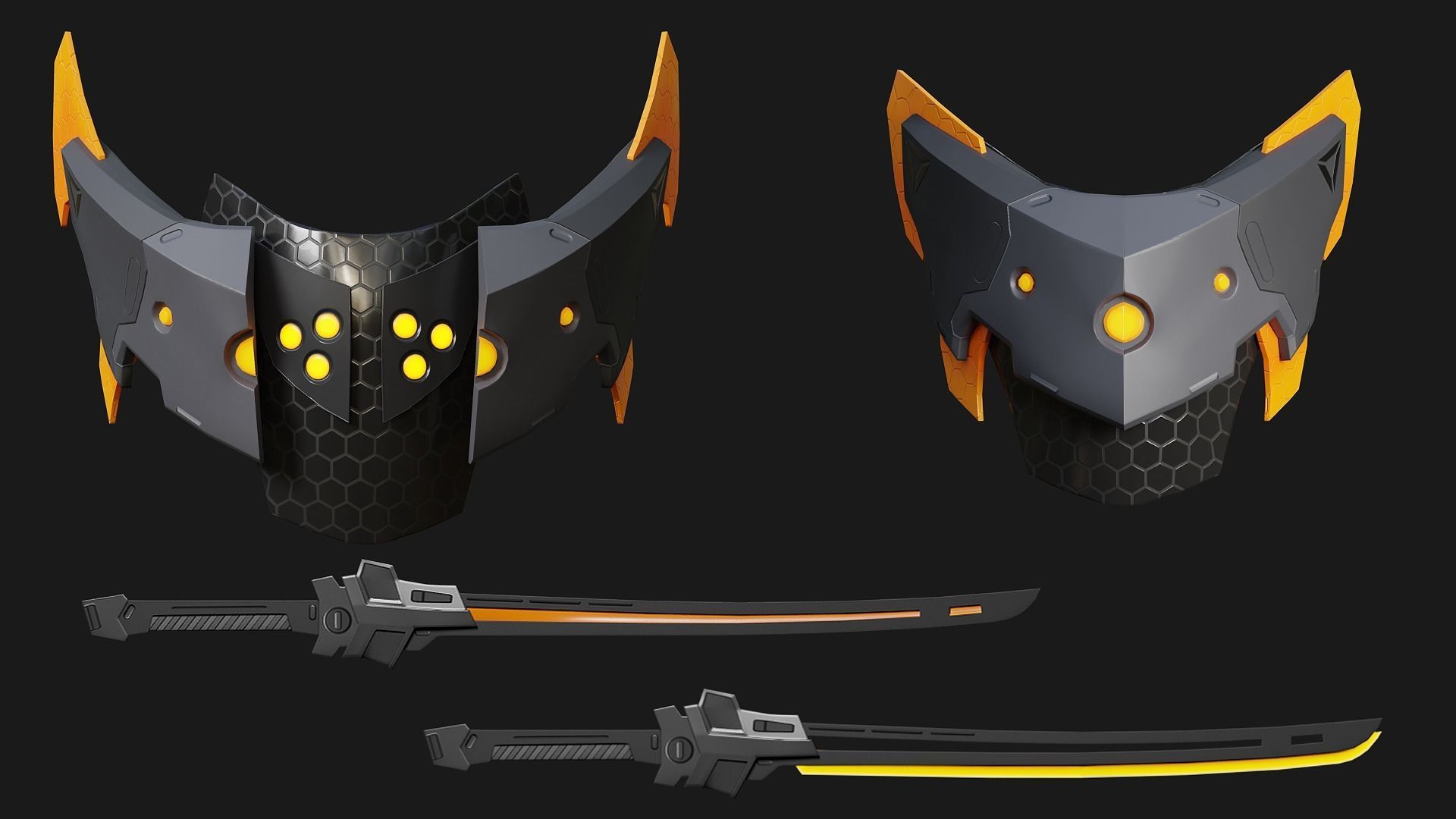 Game Ready Ninja Cyborg - Mannequin Rig UE5 Low-poly 3D model_4