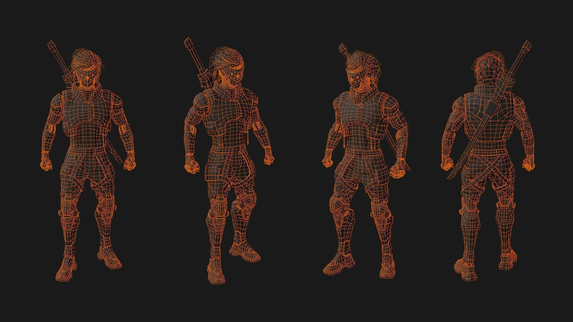 Game Ready Ninja Cyborg - Mannequin Rig UE5 Low-poly 3D model_5