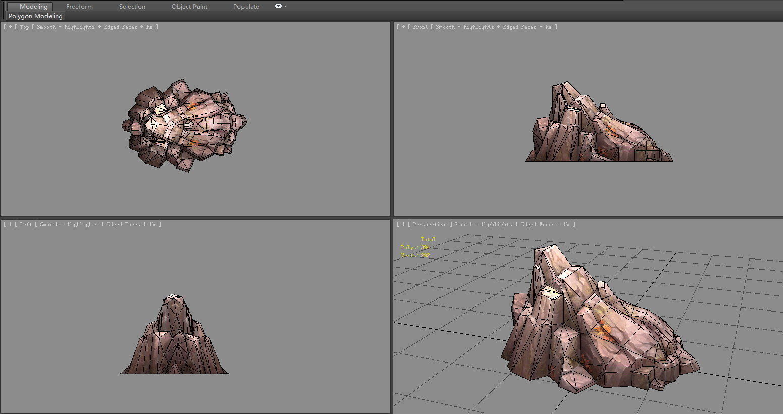 Deciduous boulders - rock - stone Low-poly 3D model_4