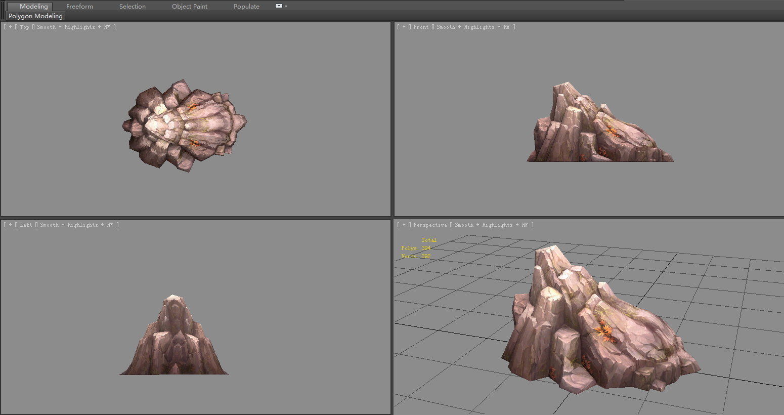 Deciduous boulders - rock - stone Low-poly 3D model_3
