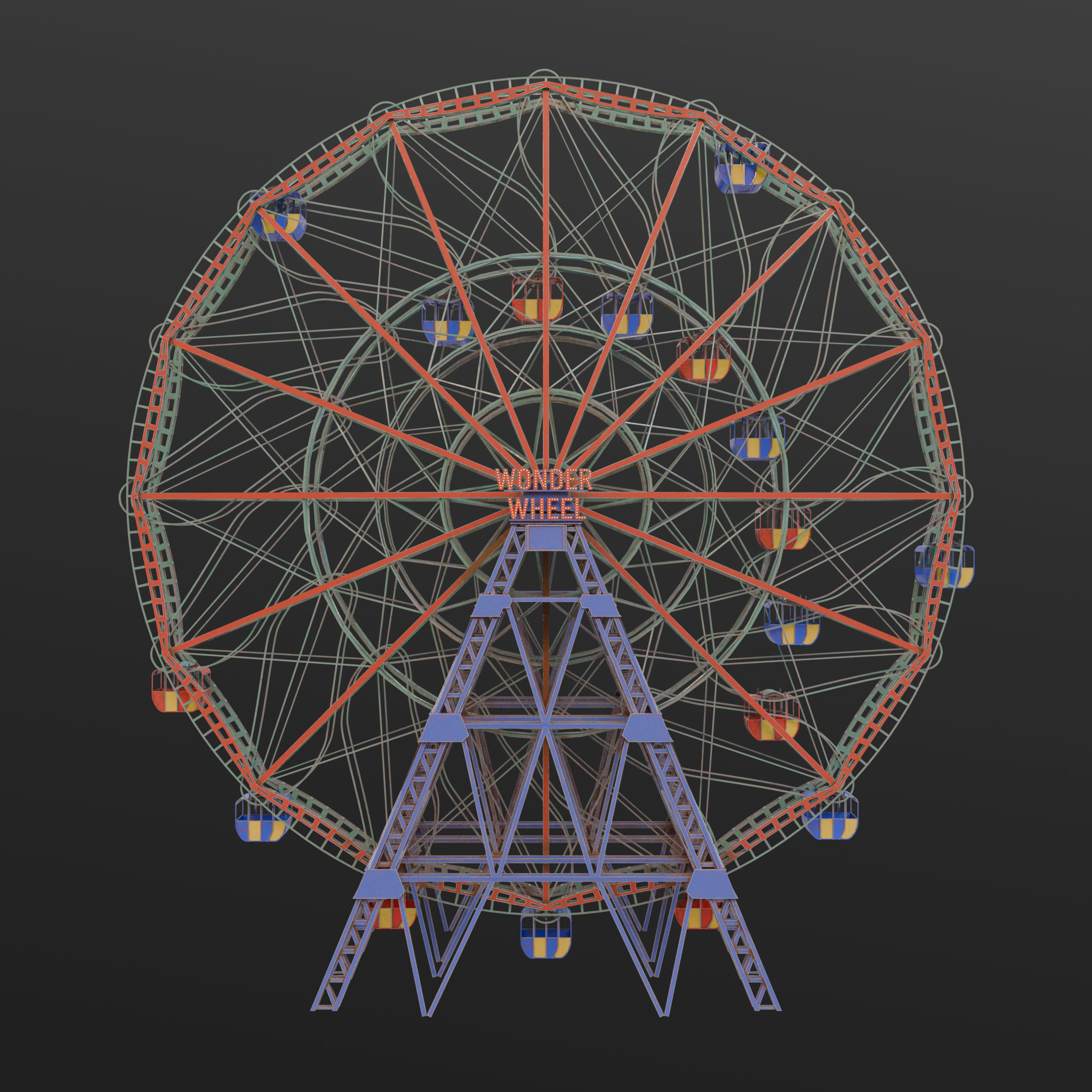 Wonder Wheel - Ferris Wheel 3D model_1