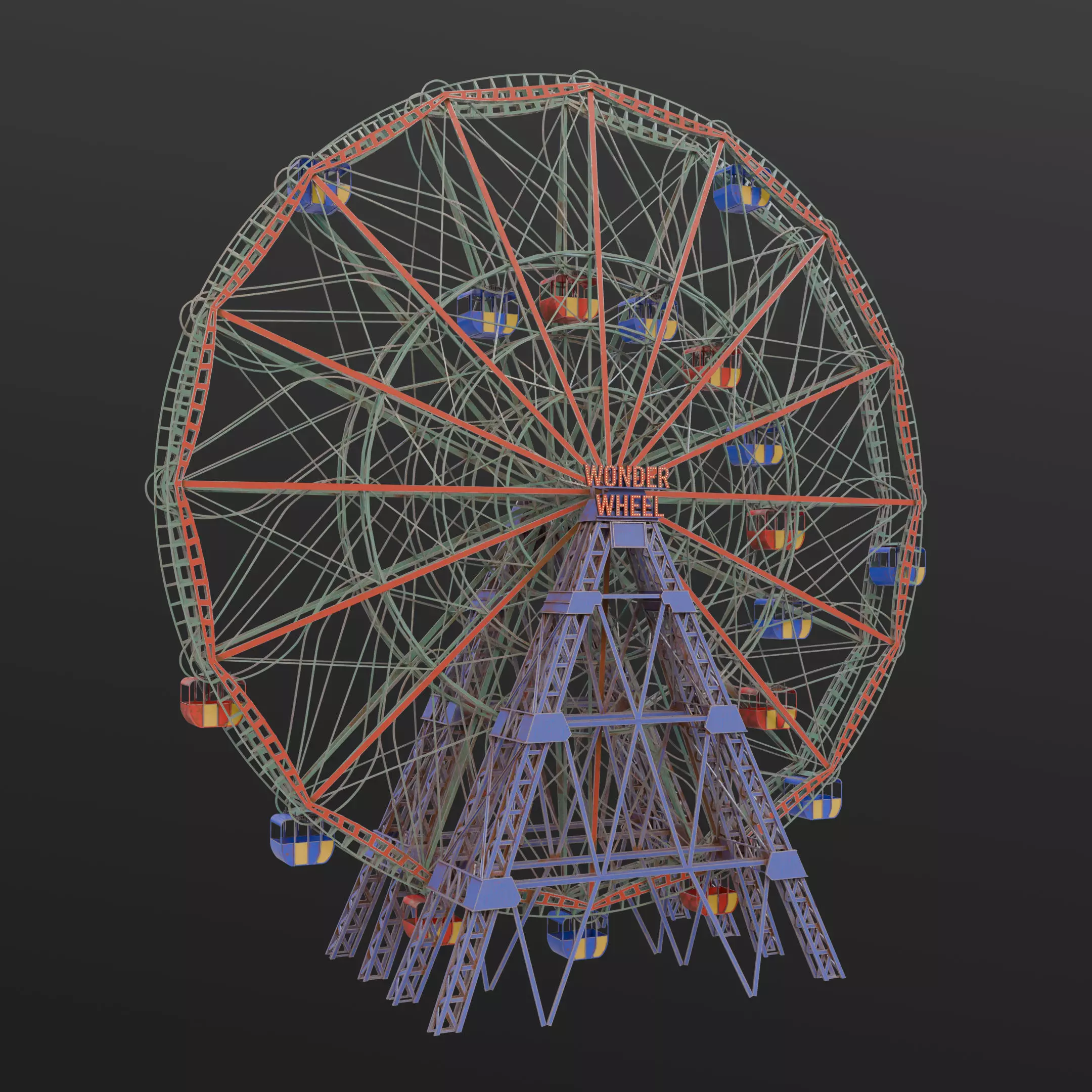 Wonder Wheel - Ferris Wheel 3D model_0