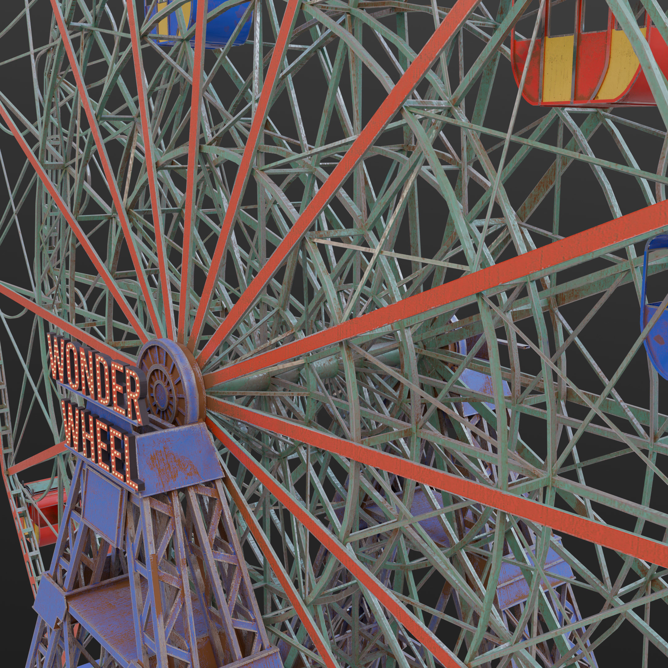 Wonder Wheel - Ferris Wheel 3D model_4