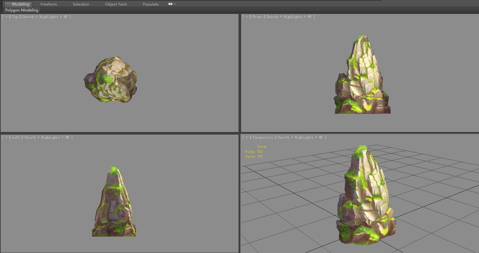 Moss boulders - A - mountains - rock - stone Low-poly 3D model_3