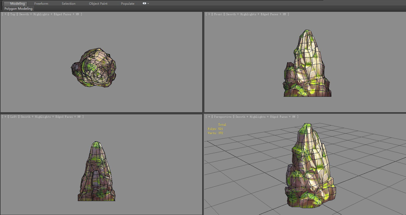 Moss boulders - A - mountains - rock - stone Low-poly 3D model_4