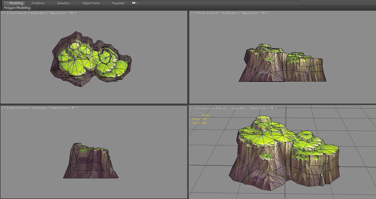 Moss boulders - B - mountains - rock - stone Low-poly 3D model_4
