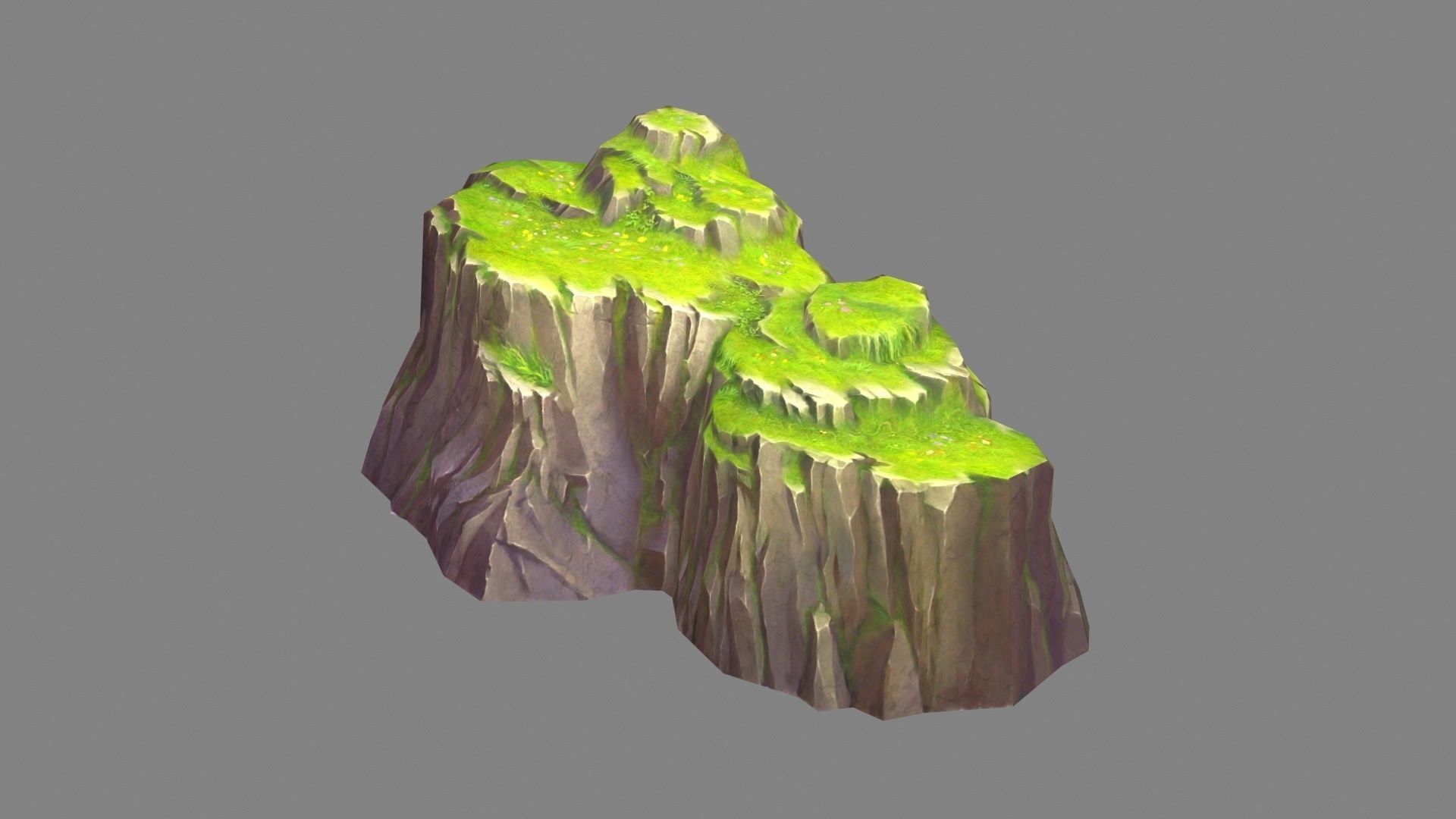 Moss boulders - B - mountains - rock - stone Low-poly 3D model_1