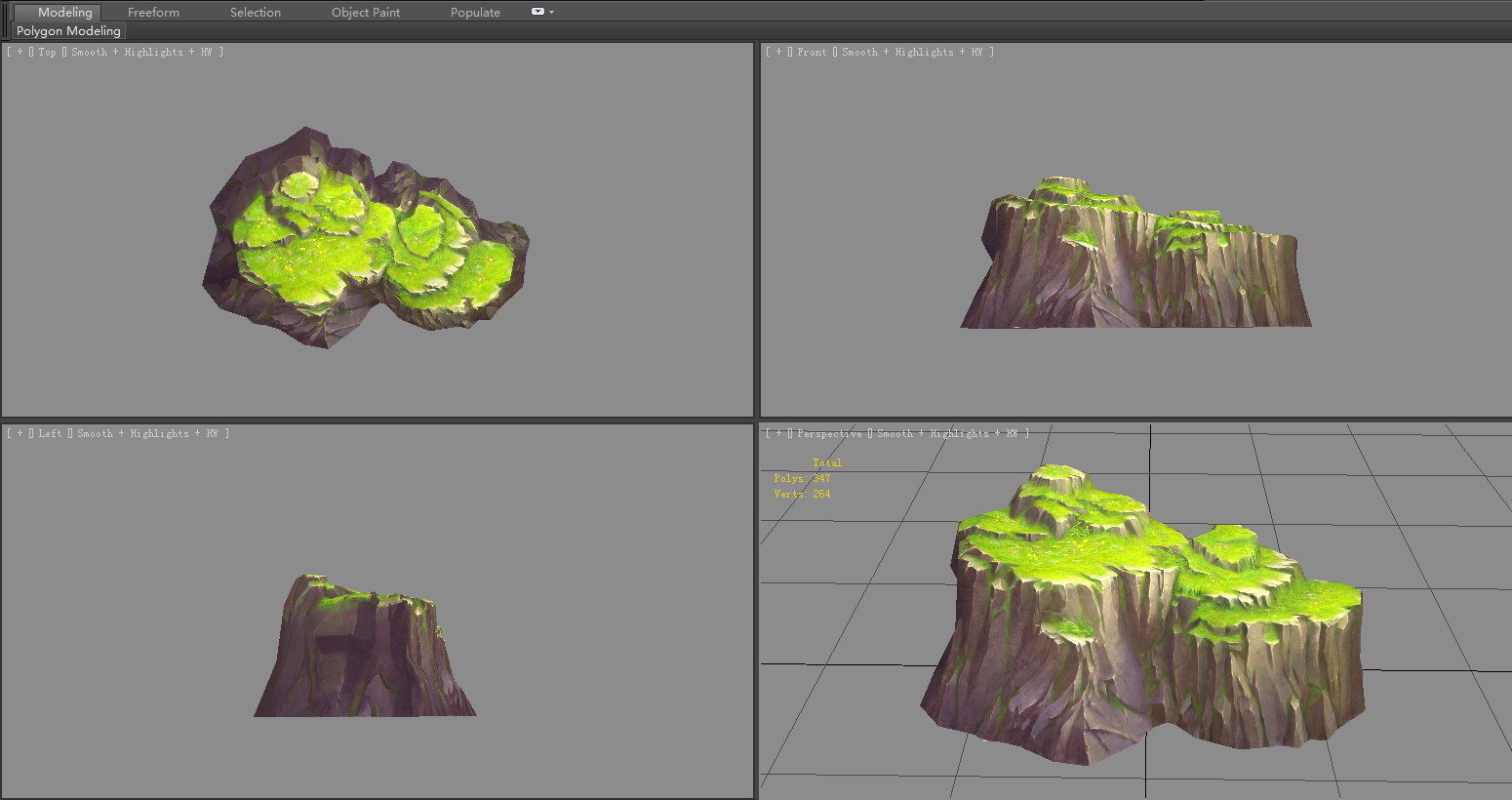 Moss boulders - B - mountains - rock - stone Low-poly 3D model_3