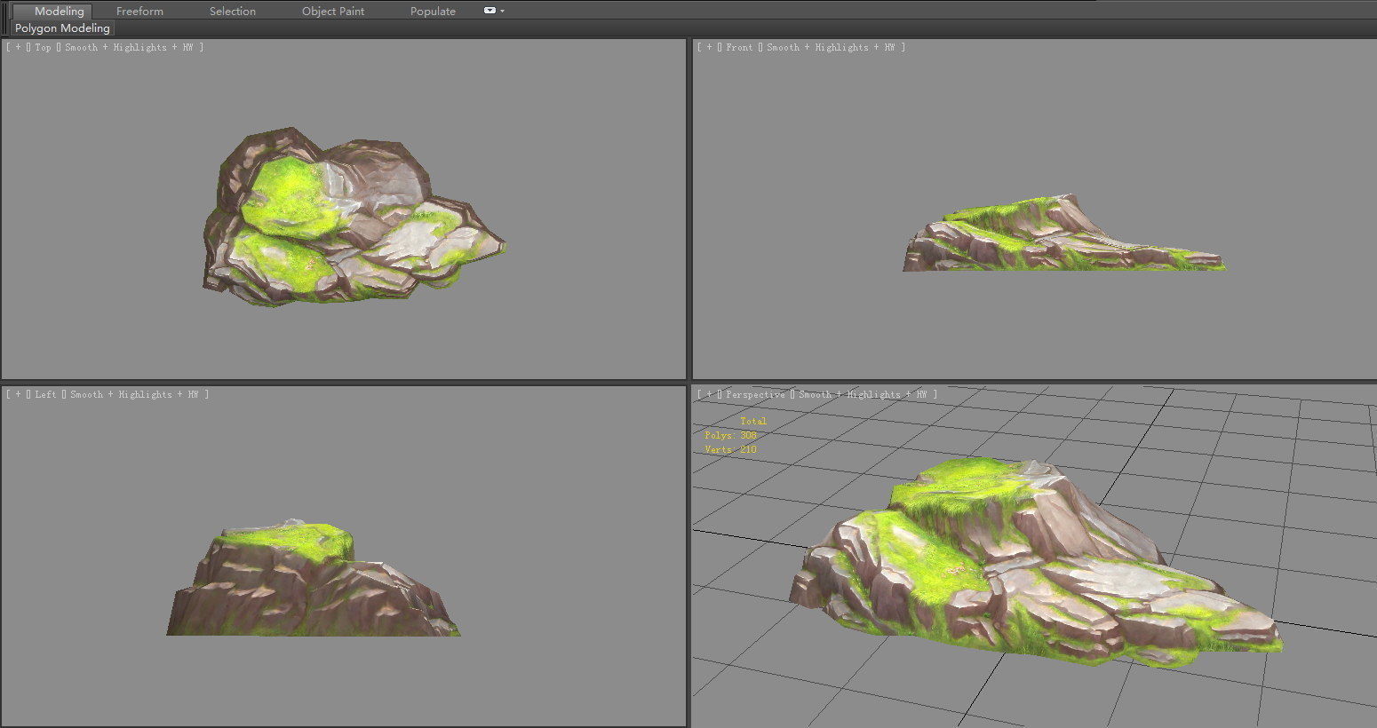 Moss boulders - D - mountains - rock - stone Low-poly 3D model_4