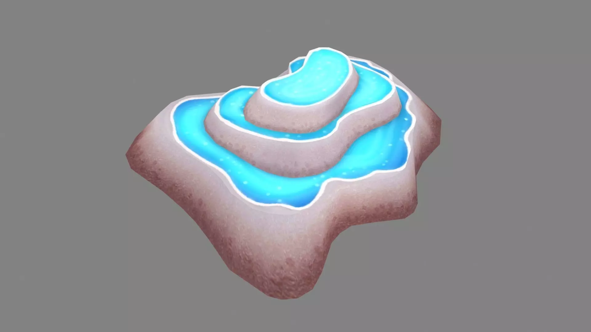 Cartoon Pond Mountain - hot spring - rock - stone Low-poly 3D model_0