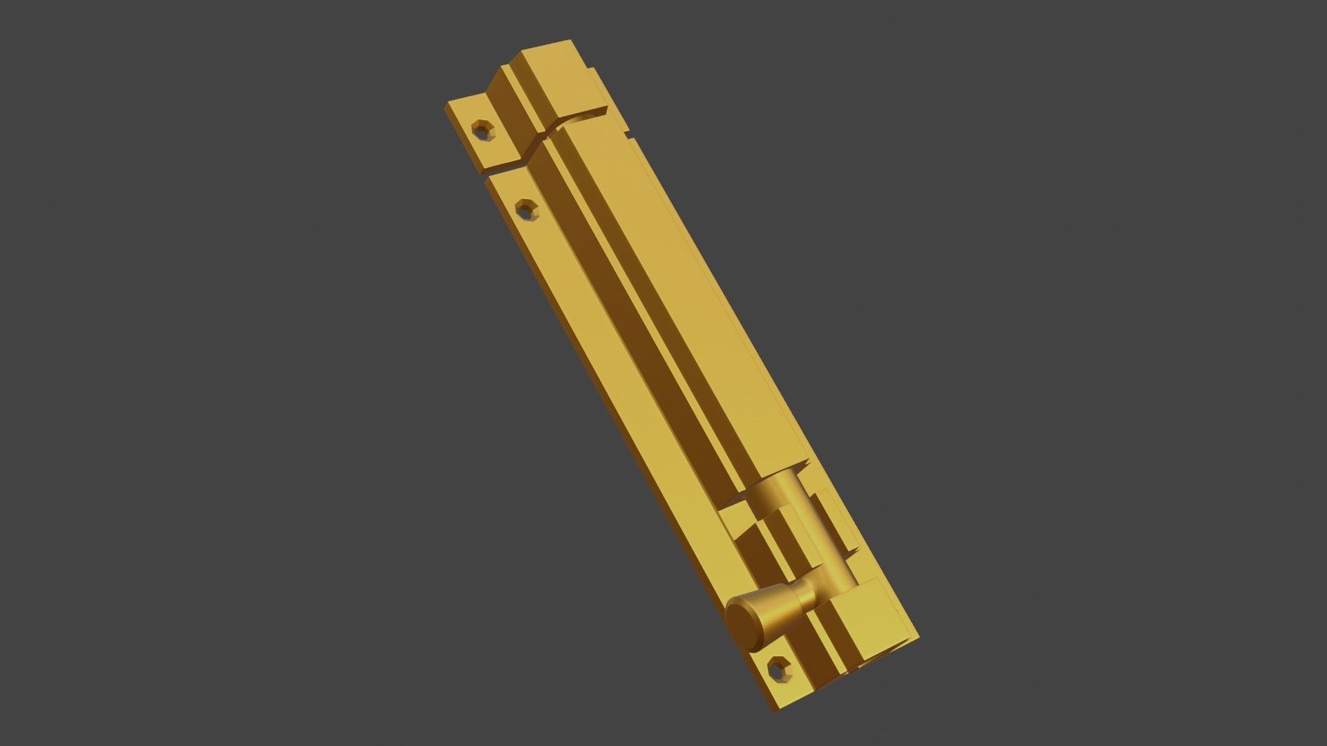 Golden Barrel Bolt Lock - Realistic Architectural Model 3D model_7