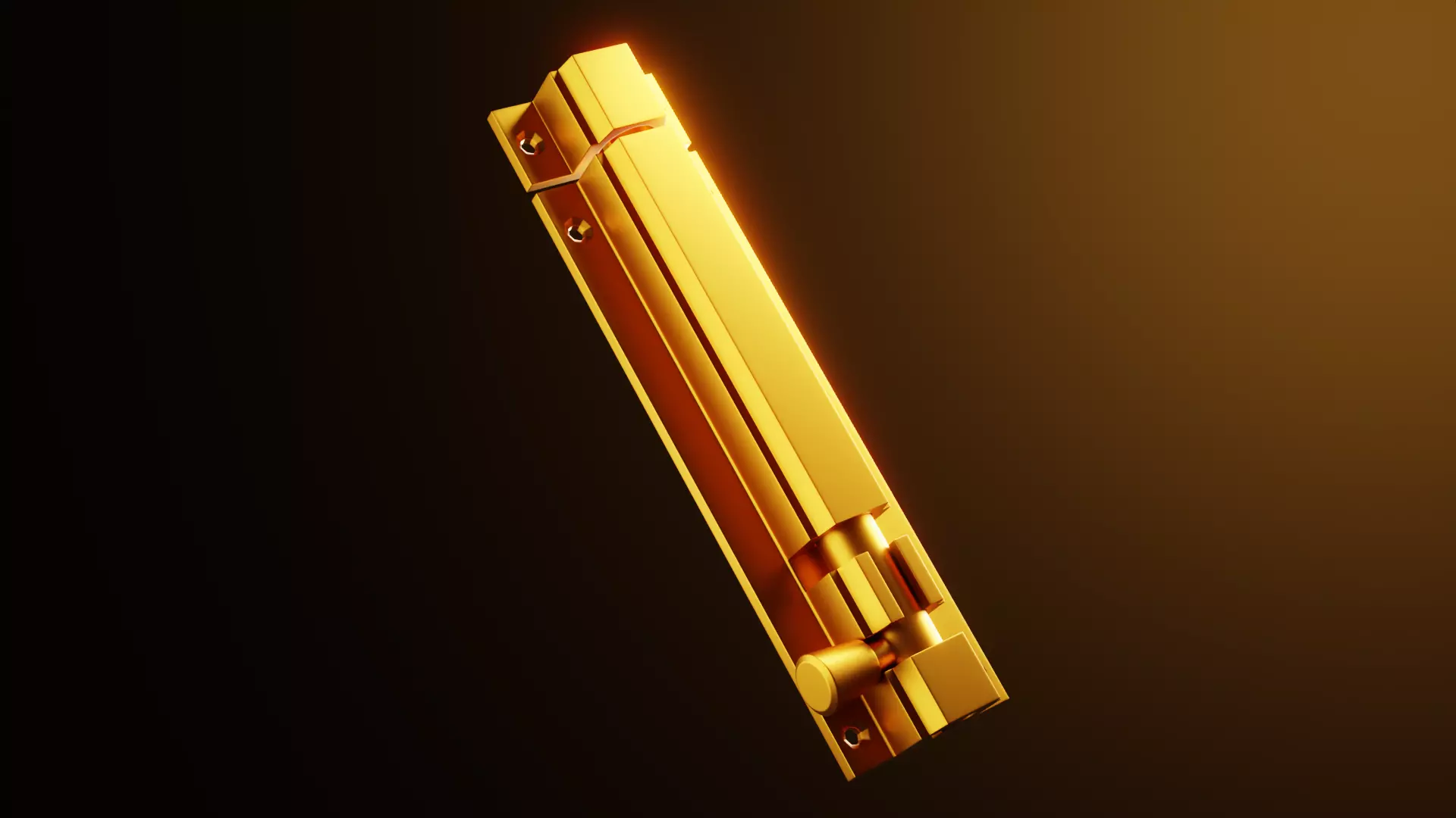 Golden Barrel Bolt Lock - Realistic Architectural Model 3D model_0