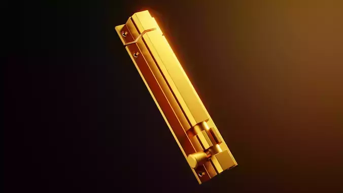 Golden Barrel Bolt Lock - Realistic Architectural Model 3D model