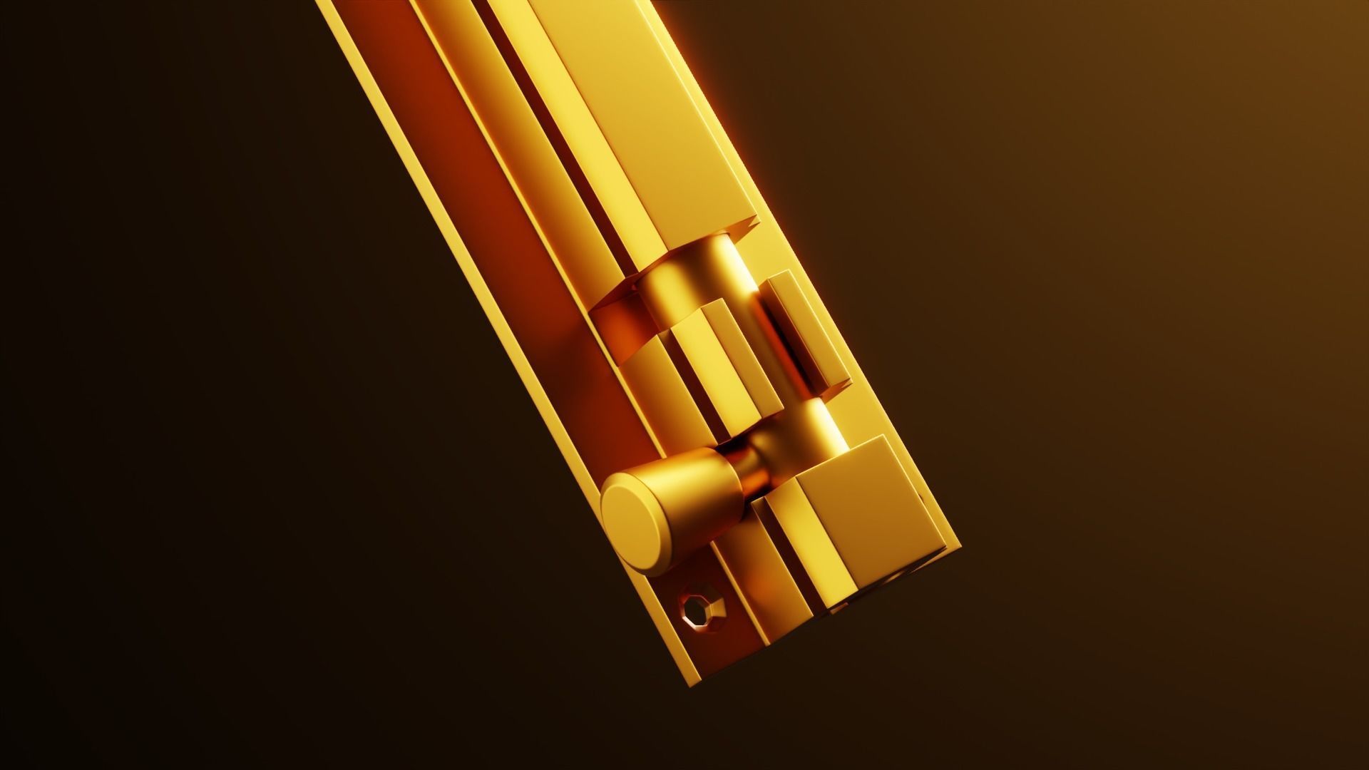 Golden Barrel Bolt Lock - Realistic Architectural Model 3D model_1