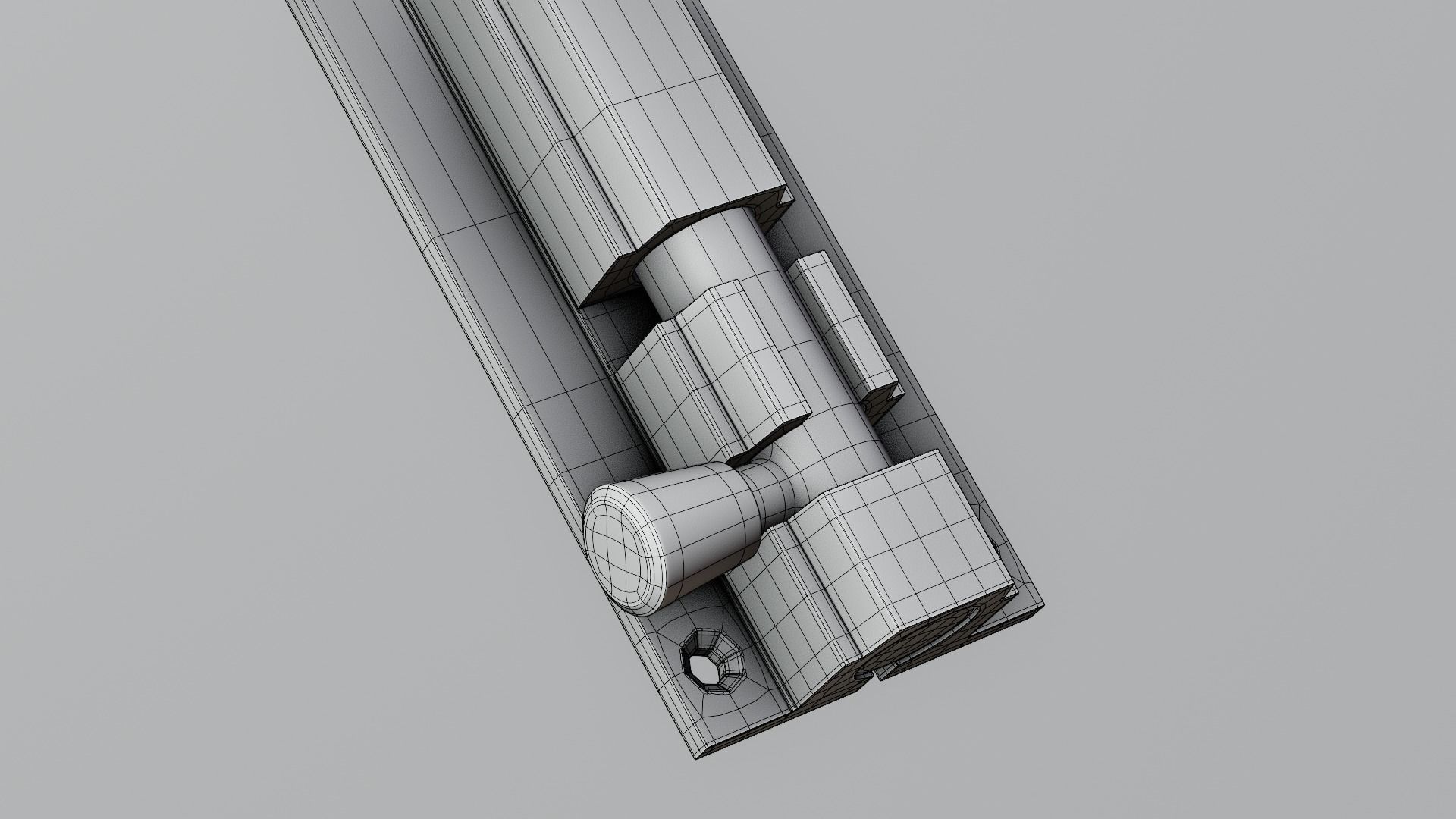 Golden Barrel Bolt Lock - Realistic Architectural Model 3D model_9