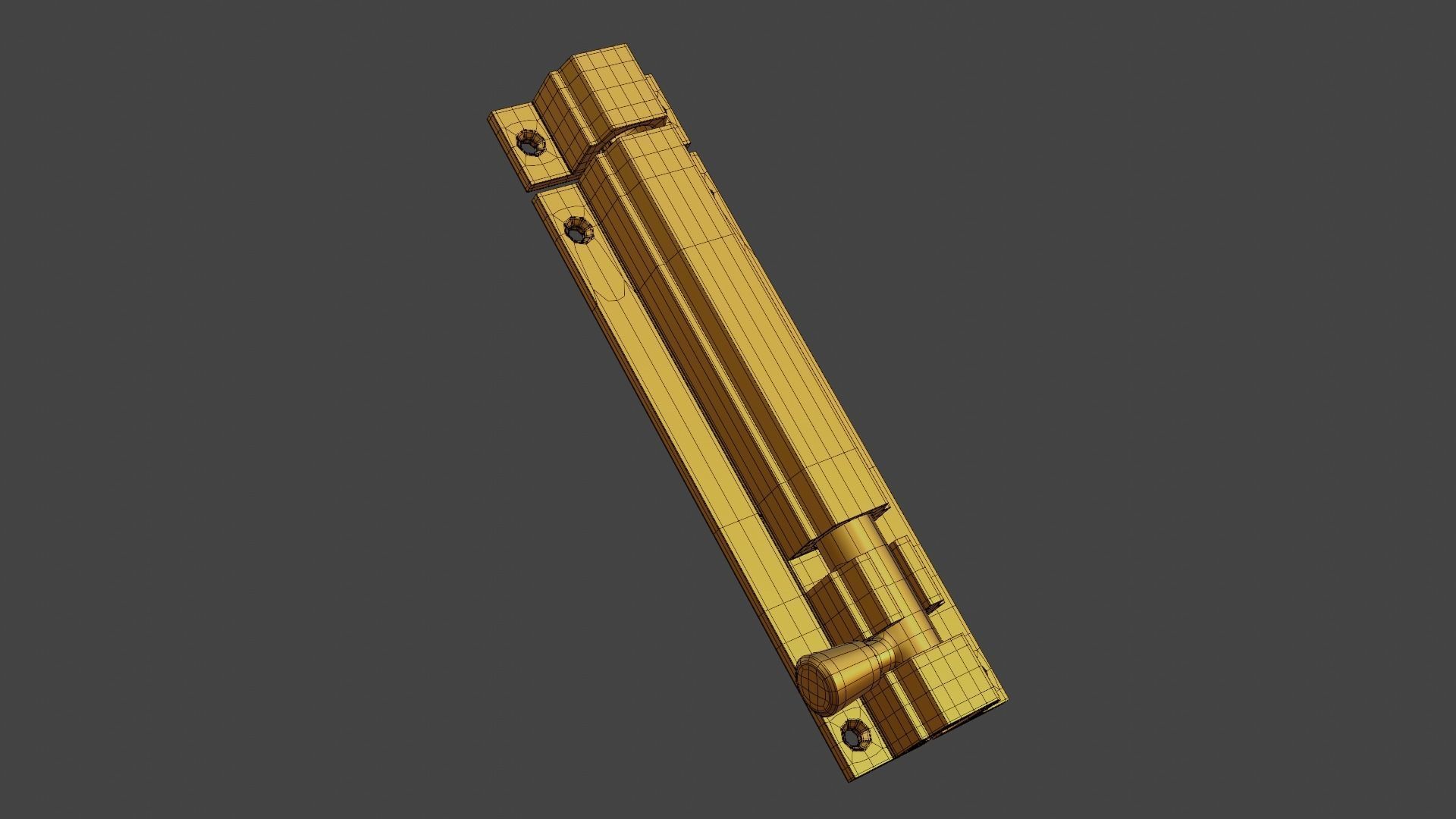 Golden Barrel Bolt Lock - Realistic Architectural Model 3D model_6