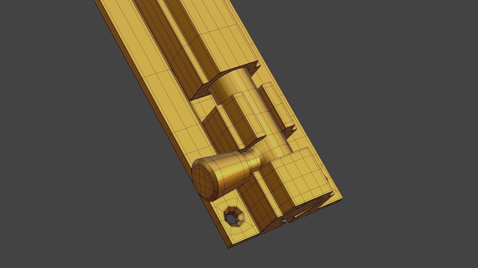 Golden Barrel Bolt Lock - Realistic Architectural Model 3D model_10