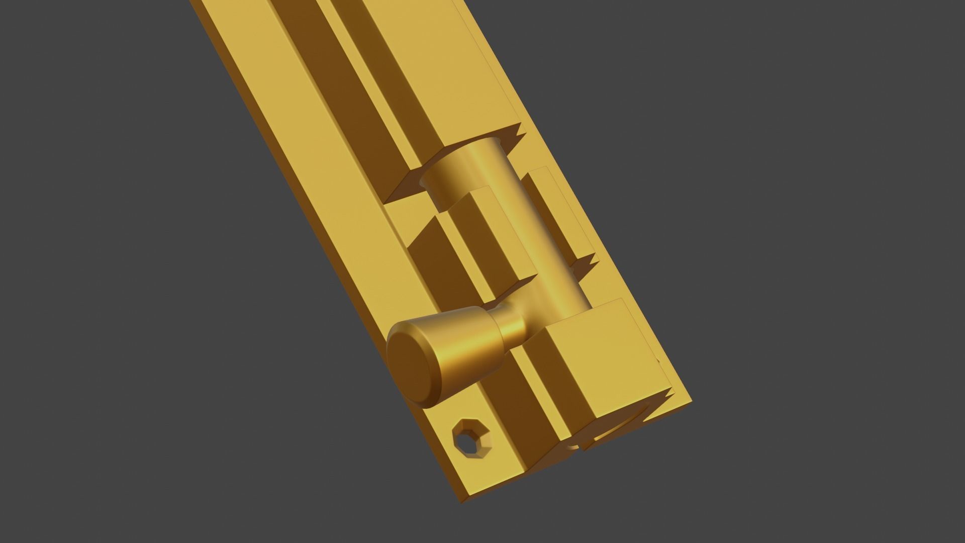 Golden Barrel Bolt Lock - Realistic Architectural Model 3D model_11
