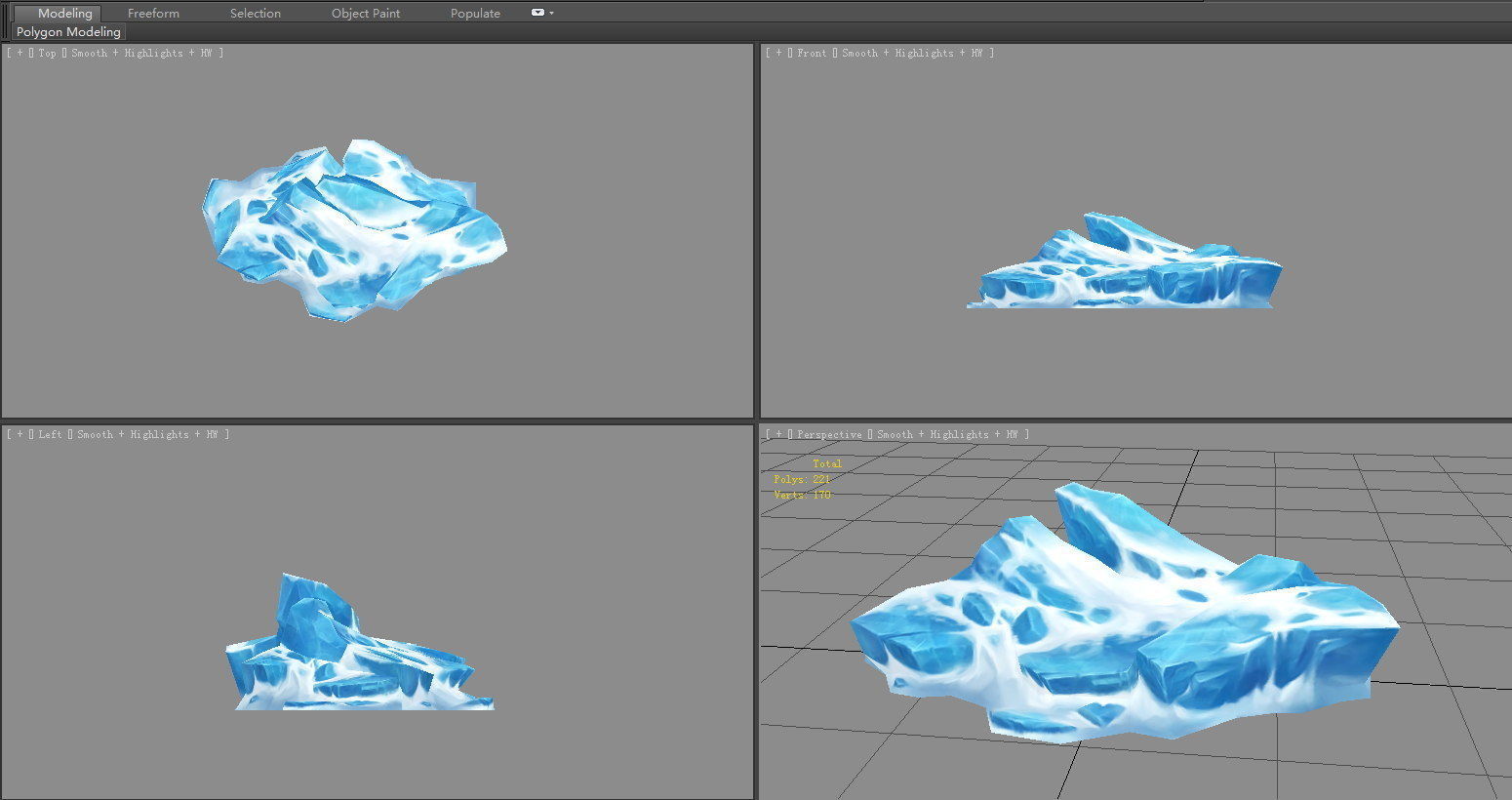 Frozen stones - Cartoon Snow stones - glaciers - rock Low-poly 3D model_3