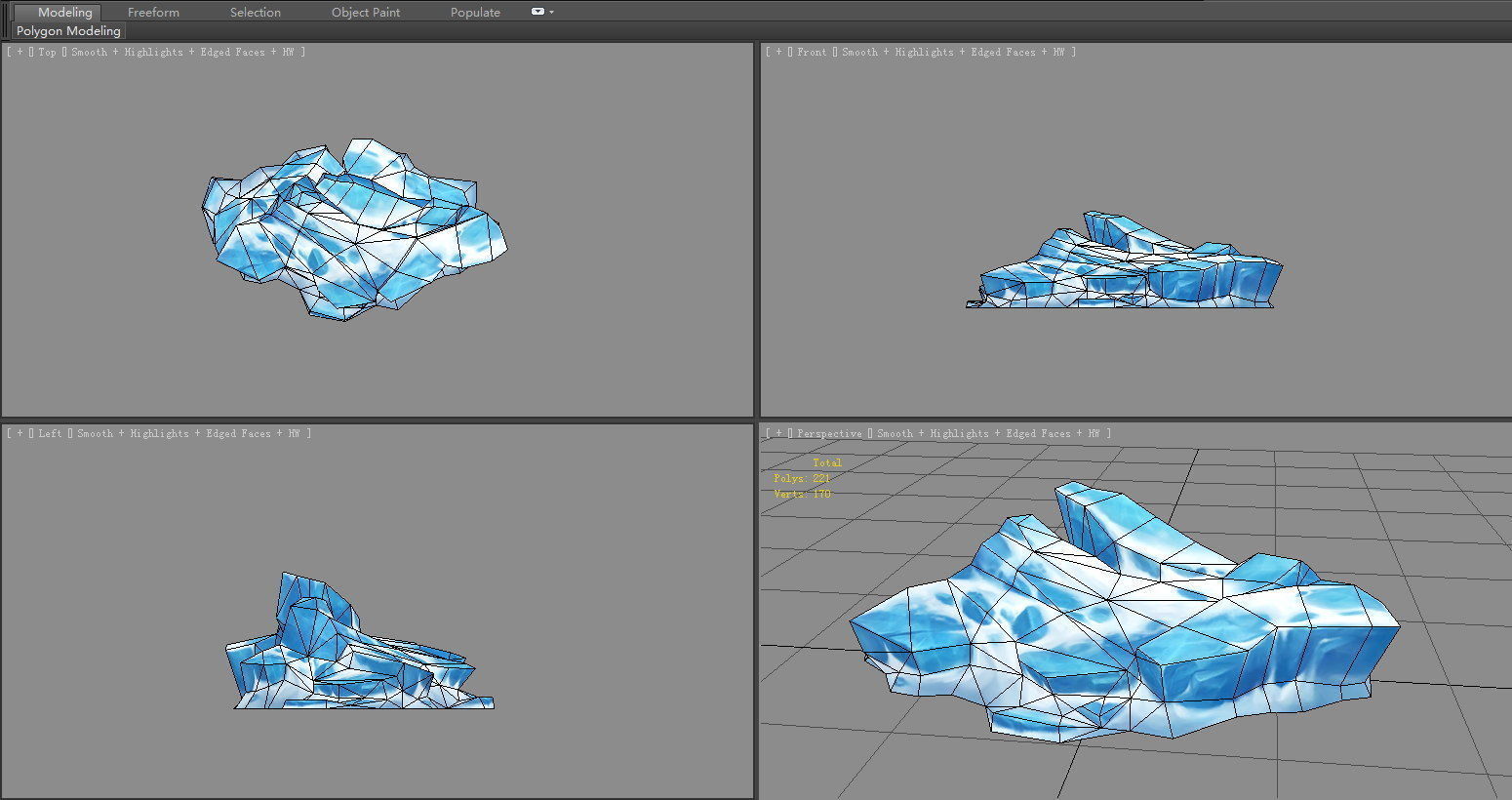 Frozen stones - Cartoon Snow stones - glaciers - rock Low-poly 3D model_4