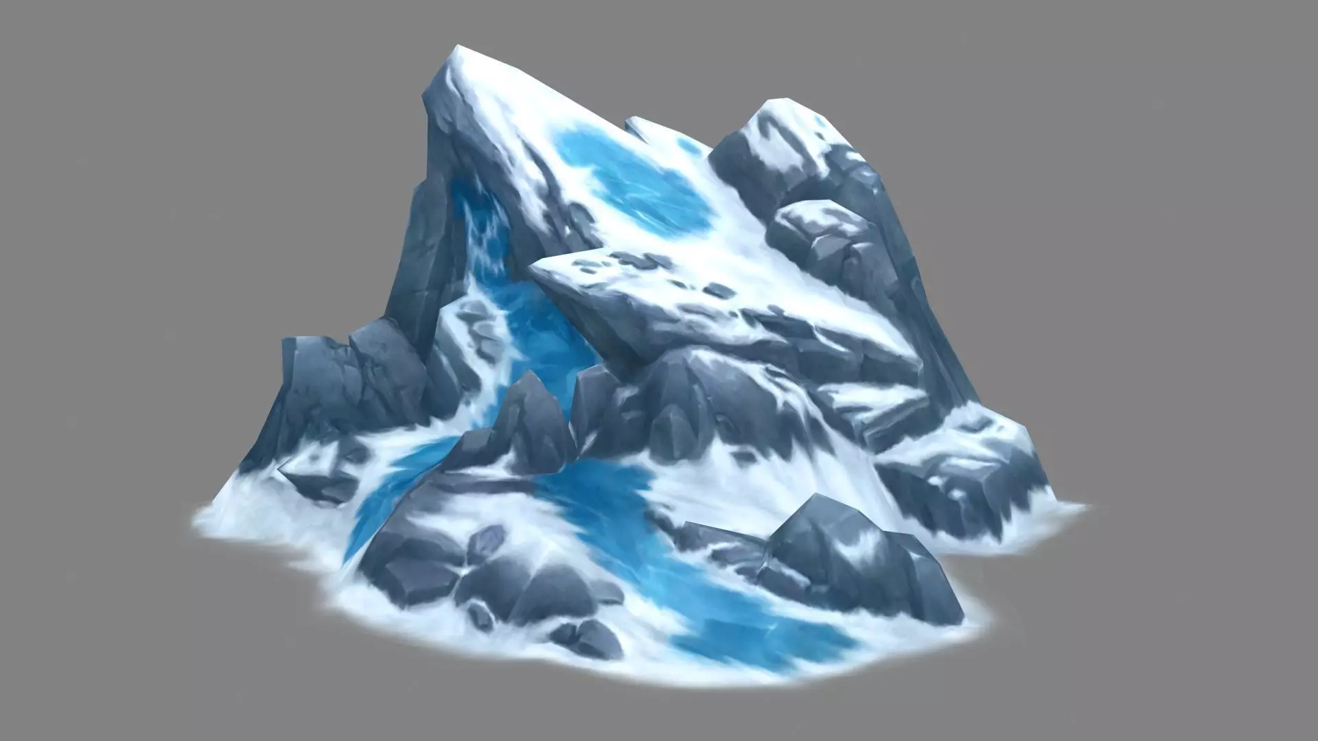 Frozen boulders - mountains - Snow stones - glaciers - rock Low-poly 3D model_0