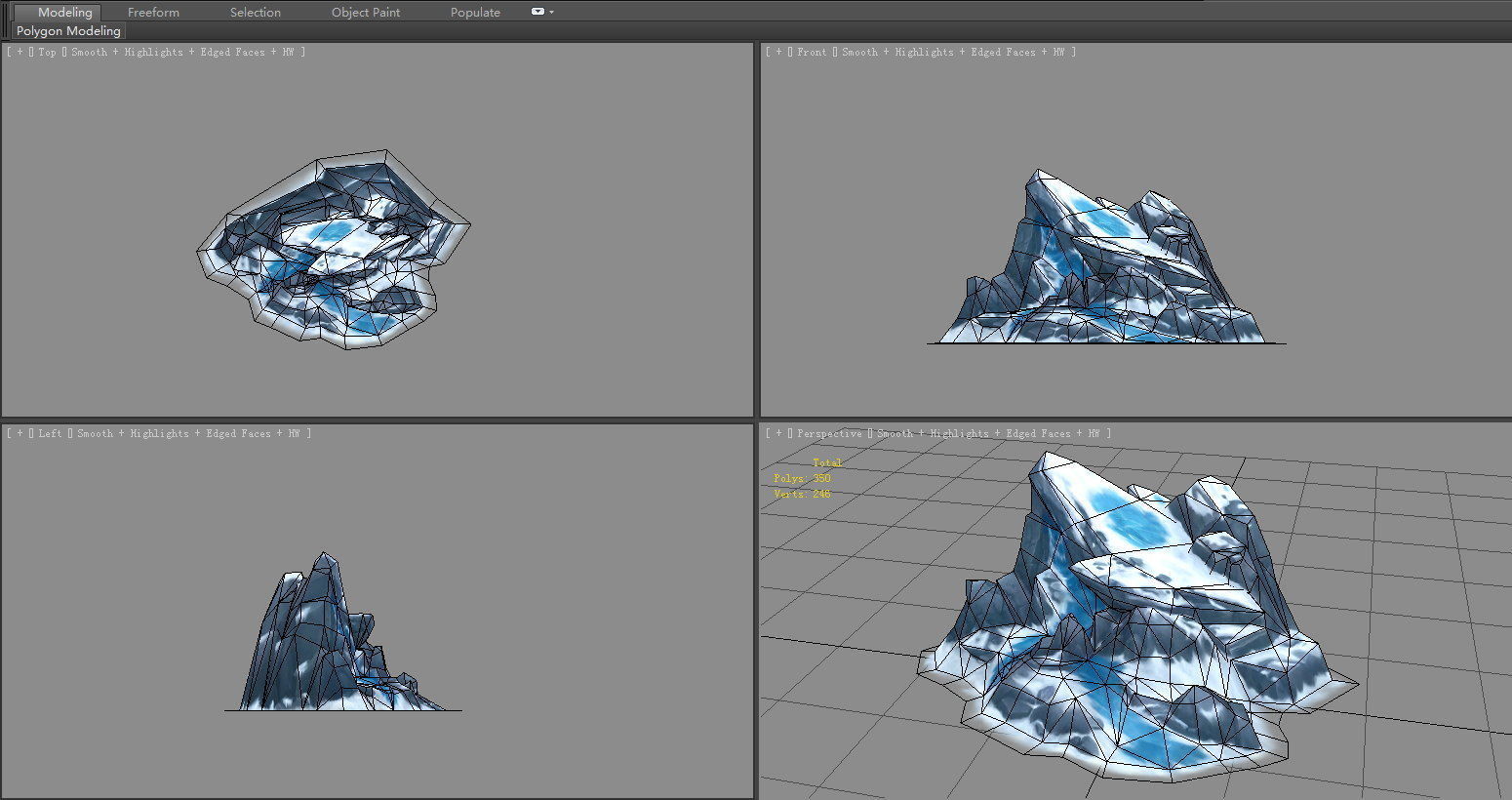 Frozen boulders - mountains - Snow stones - glaciers - rock Low-poly 3D model_4