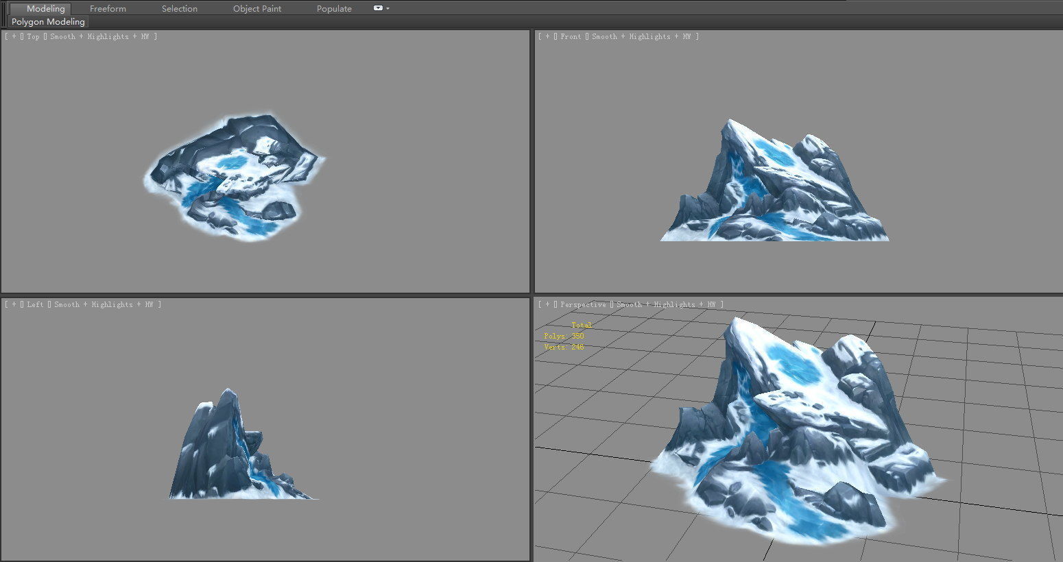 Frozen boulders - mountains - Snow stones - glaciers - rock Low-poly 3D model_3