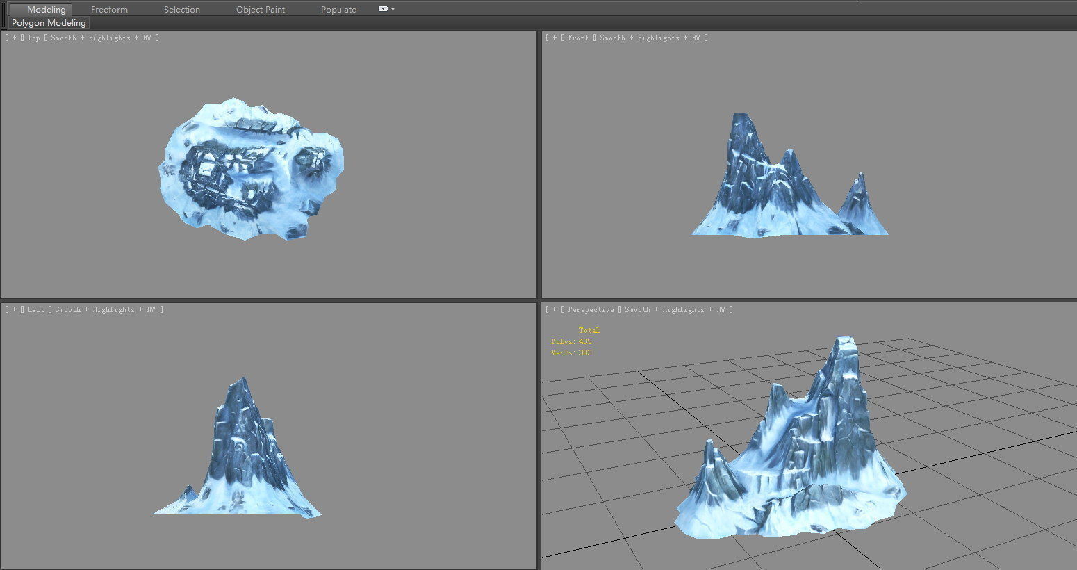 Frozen mountains - Snow stones - glaciers - rock Low-poly 3D model_4