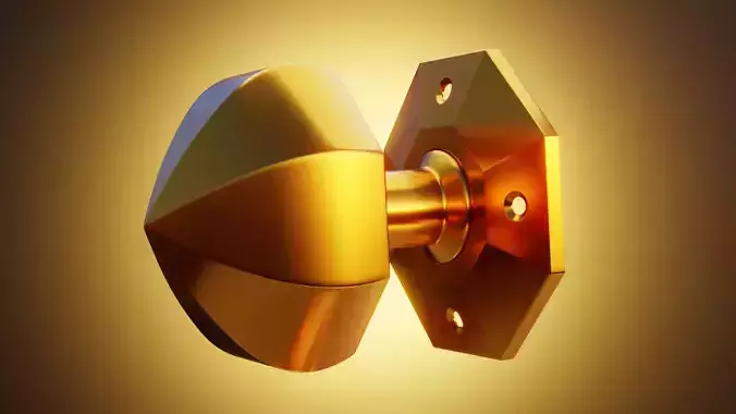 Luxury Gold Door Knob - Photoreal Interior Handle 3D Model 3D model